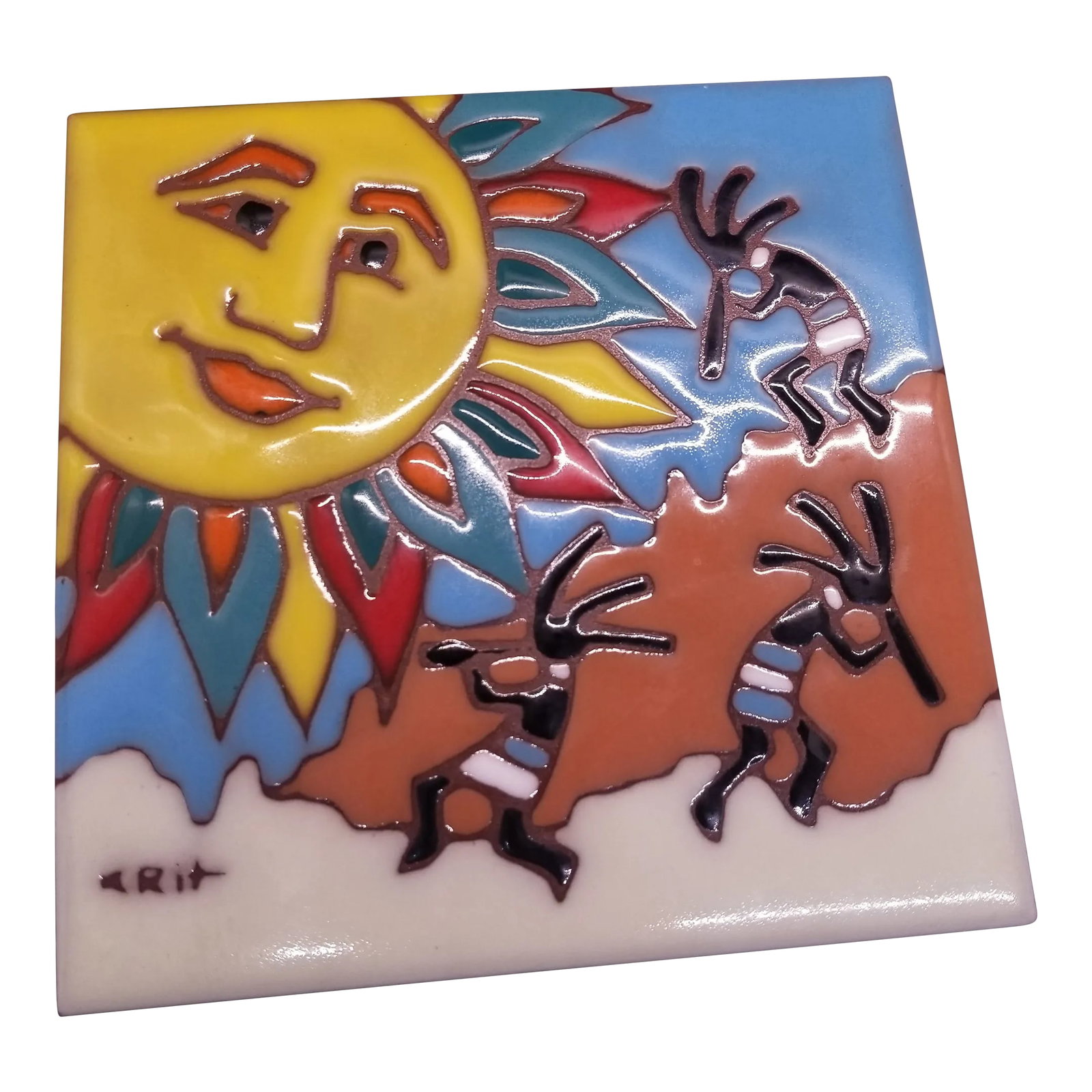 Vintage 1990s Arizona Earthtones Sun Tile Wall Decor: Vintage Arizona Earthtones Sun Tile Wall Decor...for your next inspiration. Made in the 1990s. Condition: Alterations: Original Condition Unaltered Imperfections: Some Imperfections Condition Notes: