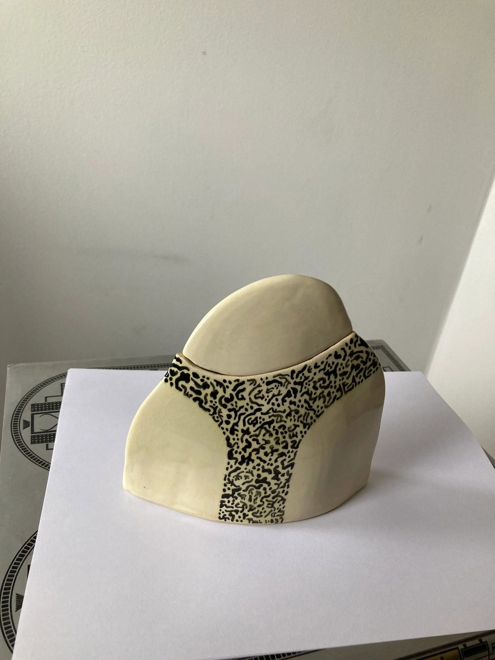 Vintage 1980s Modernist Pottery Vase With Lid - 10