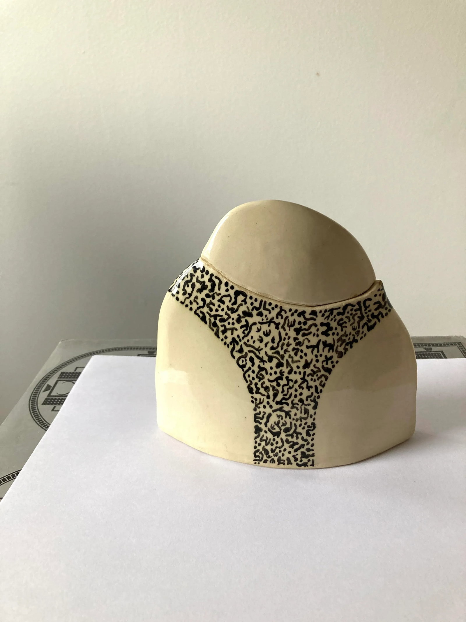 Vintage 1980s Modernist Pottery Vase With Lid - 13