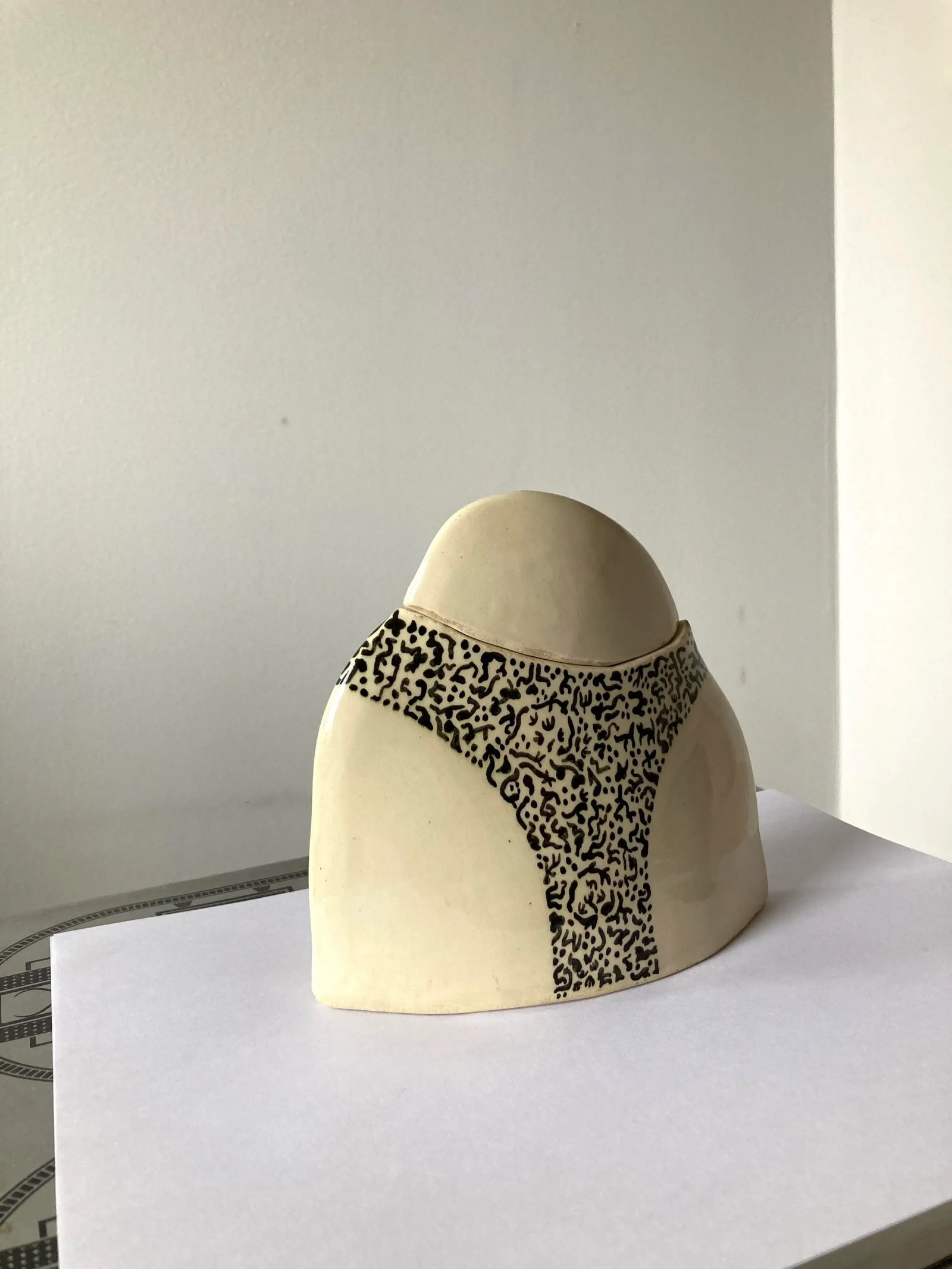 Vintage 1980s Modernist Pottery Vase With Lid - 2