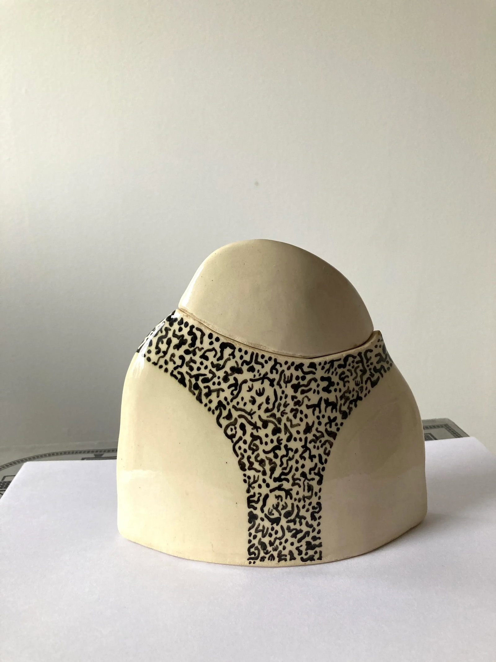 Vintage 1980s Modernist Pottery Vase With Lid - 3