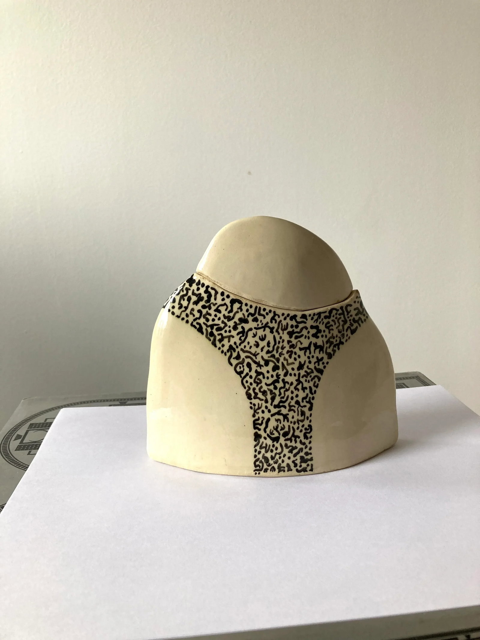 Vintage 1980s Modernist Pottery Vase With Lid - 5