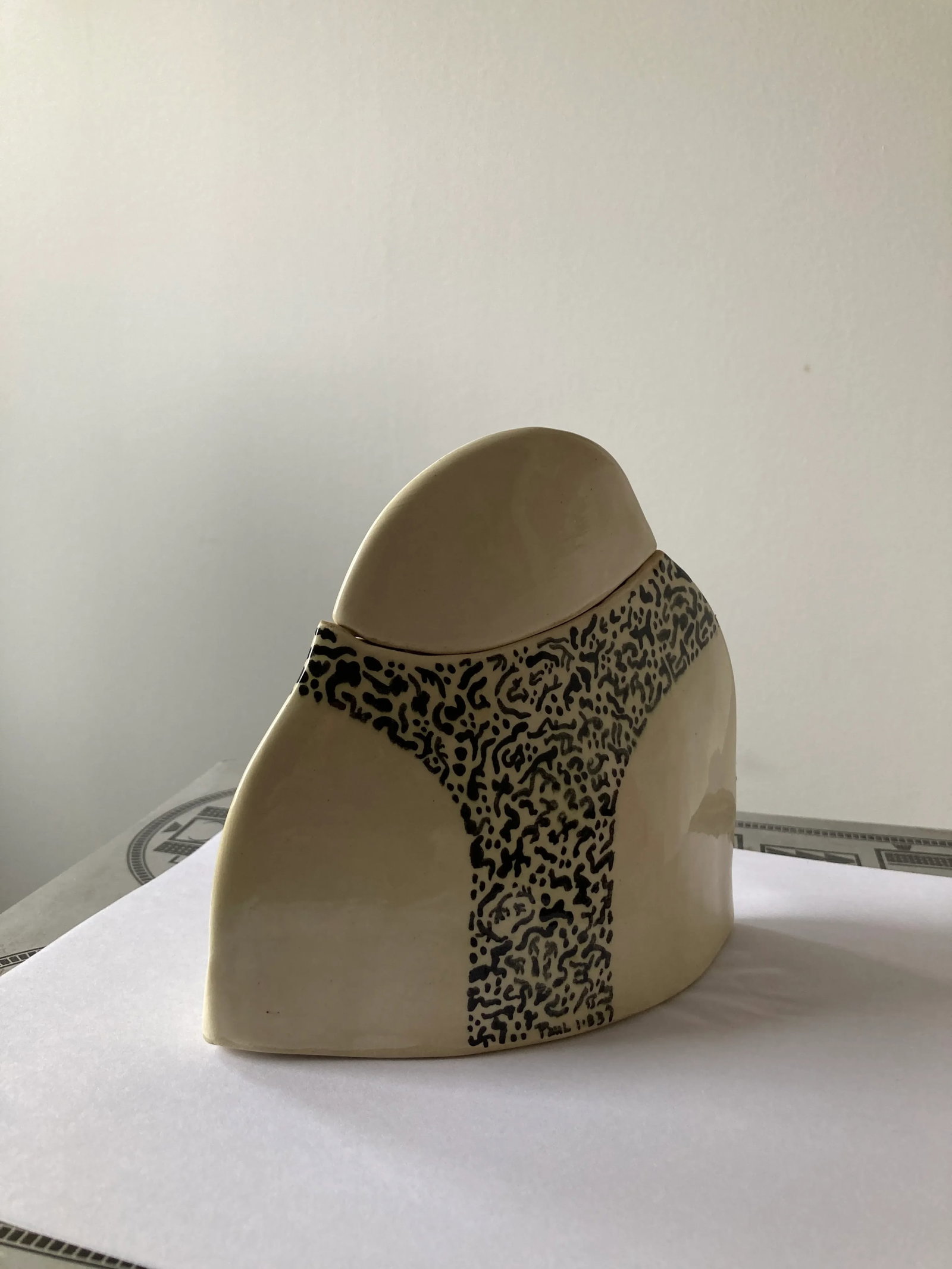 Vintage 1980s Modernist Pottery Vase With Lid - 6