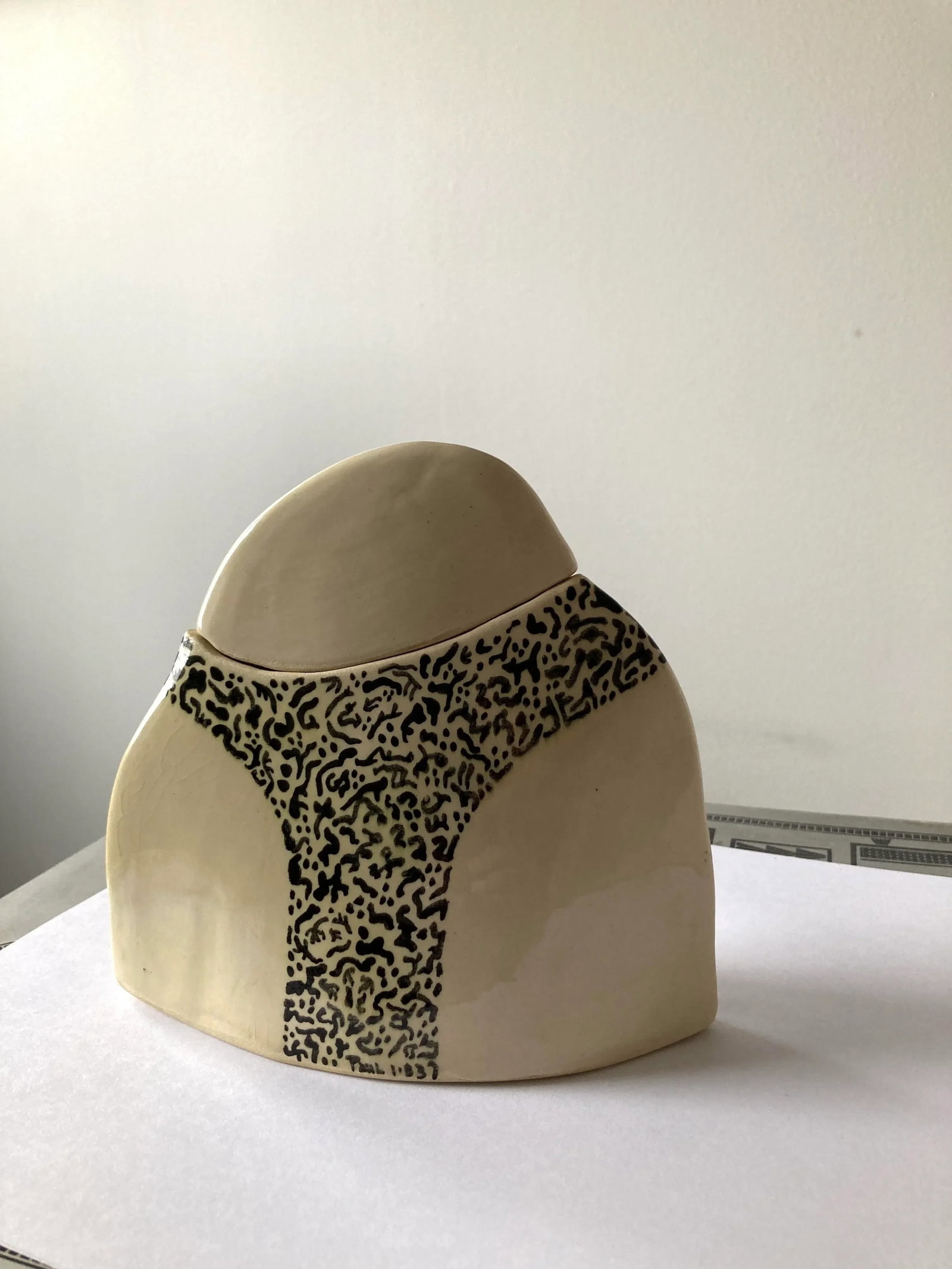 Vintage 1980s Modernist Pottery Vase With Lid - 7