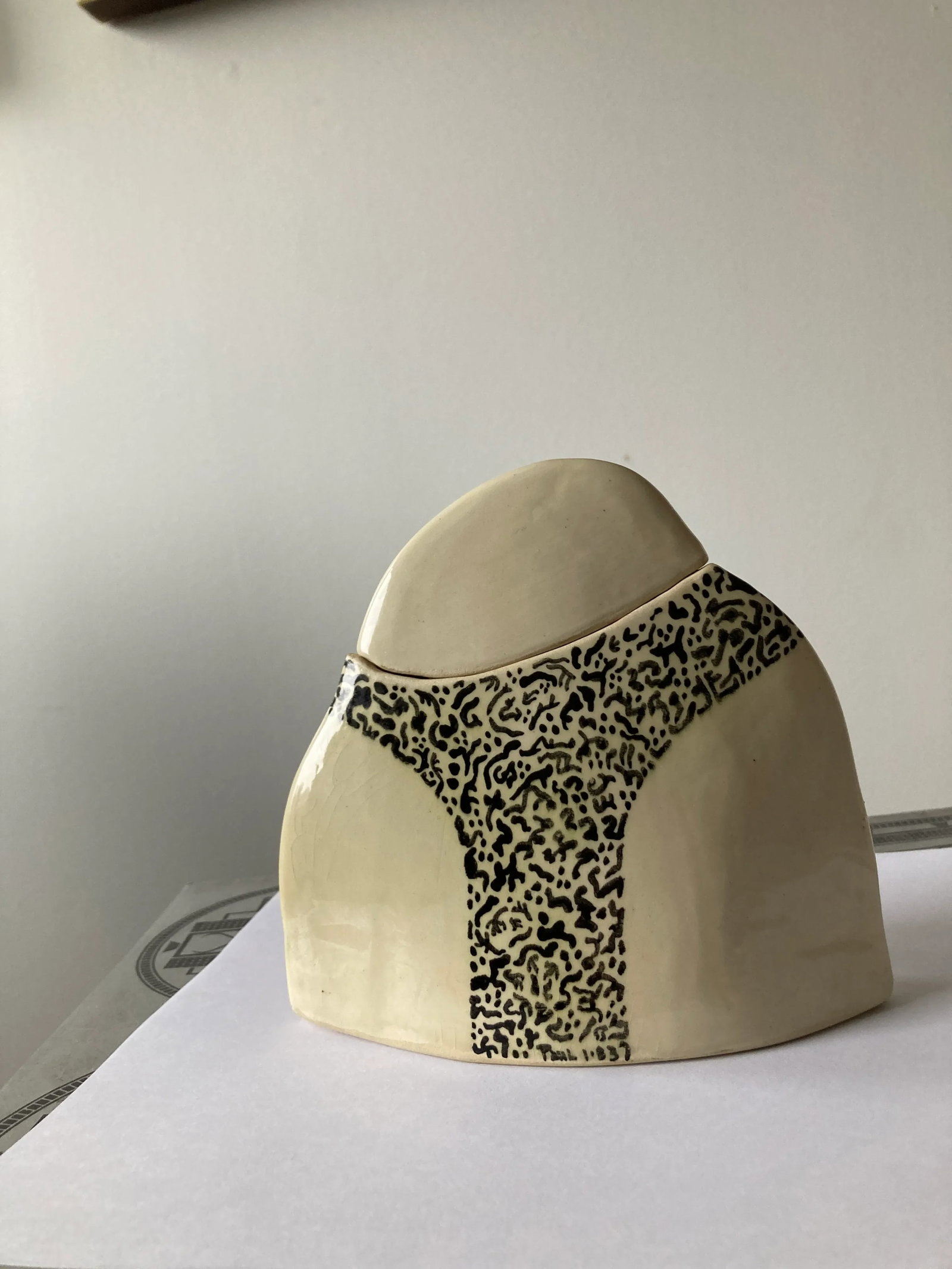 Vintage 1980s Modernist Pottery Vase With Lid - 8