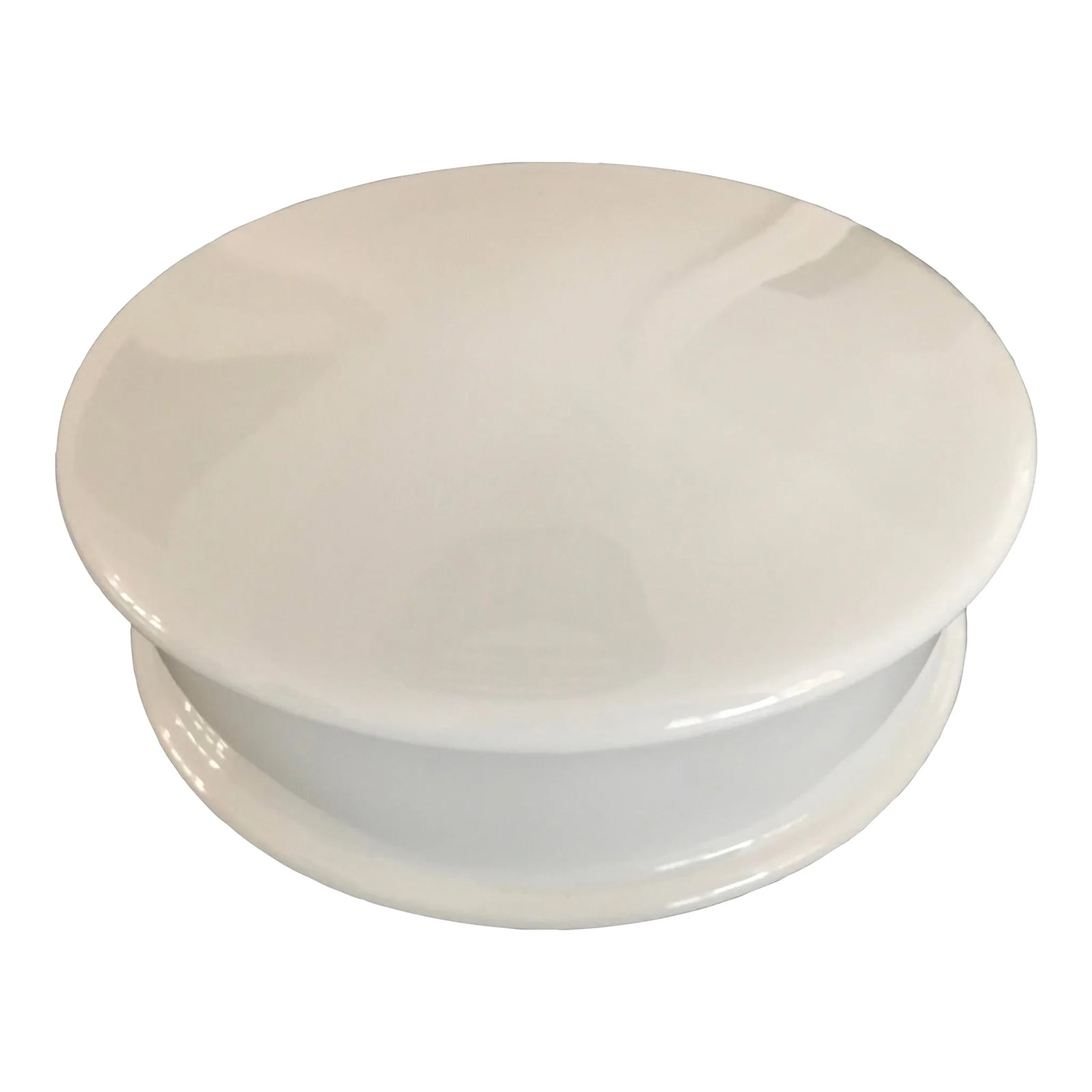 Early 20th Century Vintage Limoges Large Covered Dresser Poweder Dish: This elegant covered dish is simply designed with just a slightly domed lid and rimmed base. The fine porcelain piece has no handles, knobs, nor ornamentation. It is simply marked in green, "Limoges F
