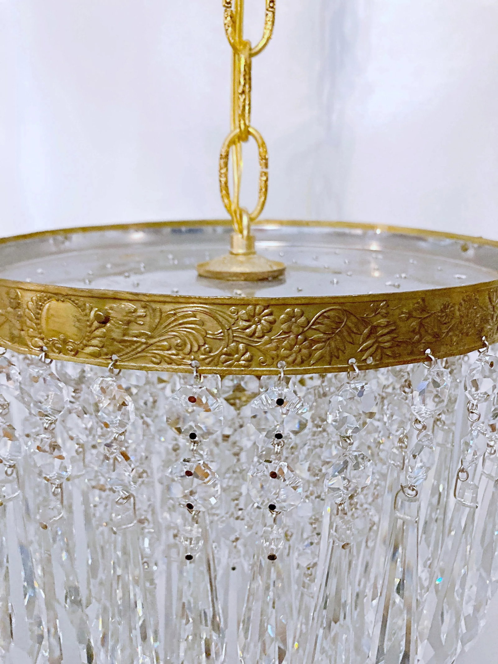 Mid-Century Italian Brass Upside Down Layered Cake Pendant - 4