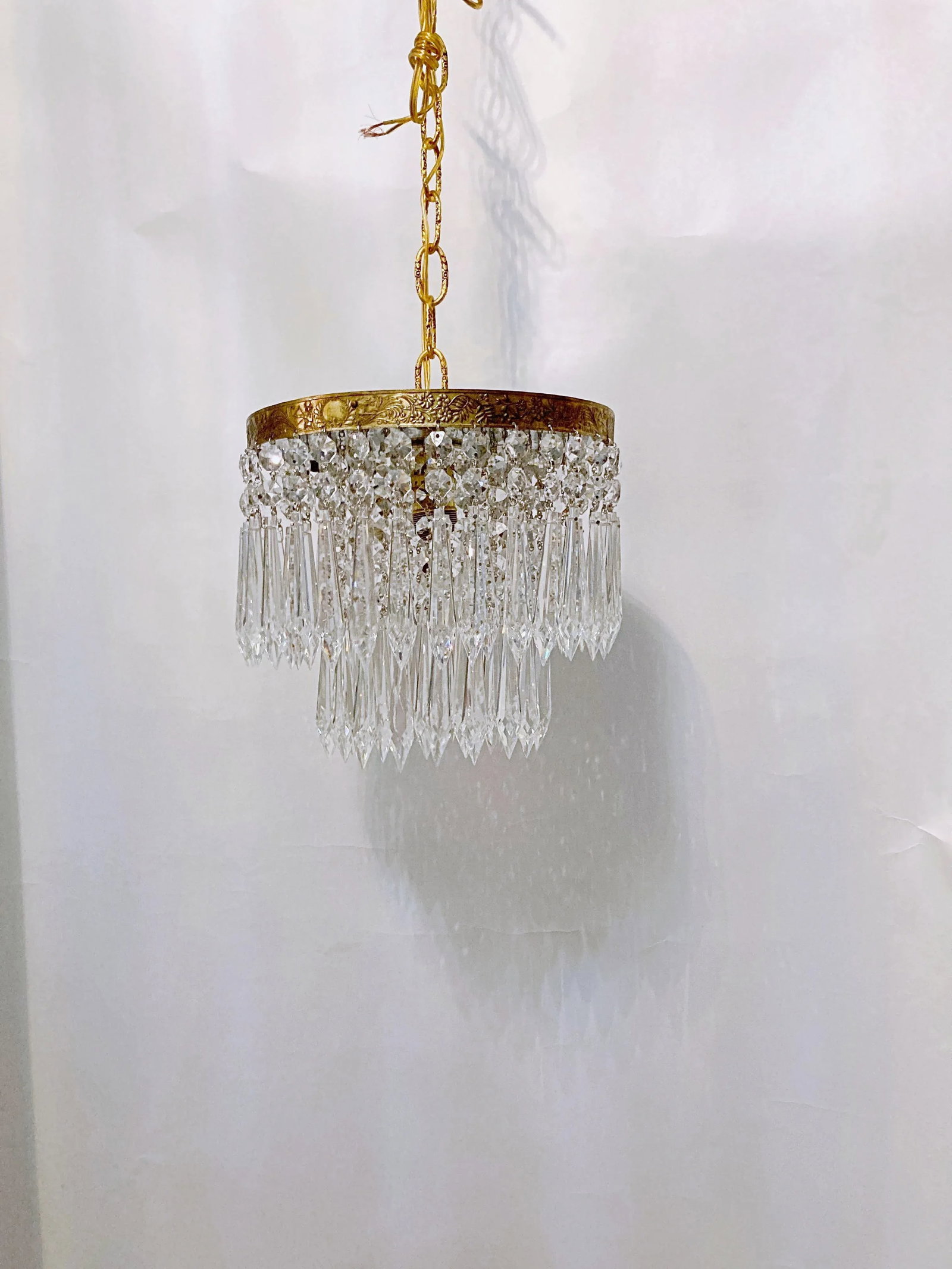 Mid-Century Italian Brass Upside Down Layered Cake Pendant - 9