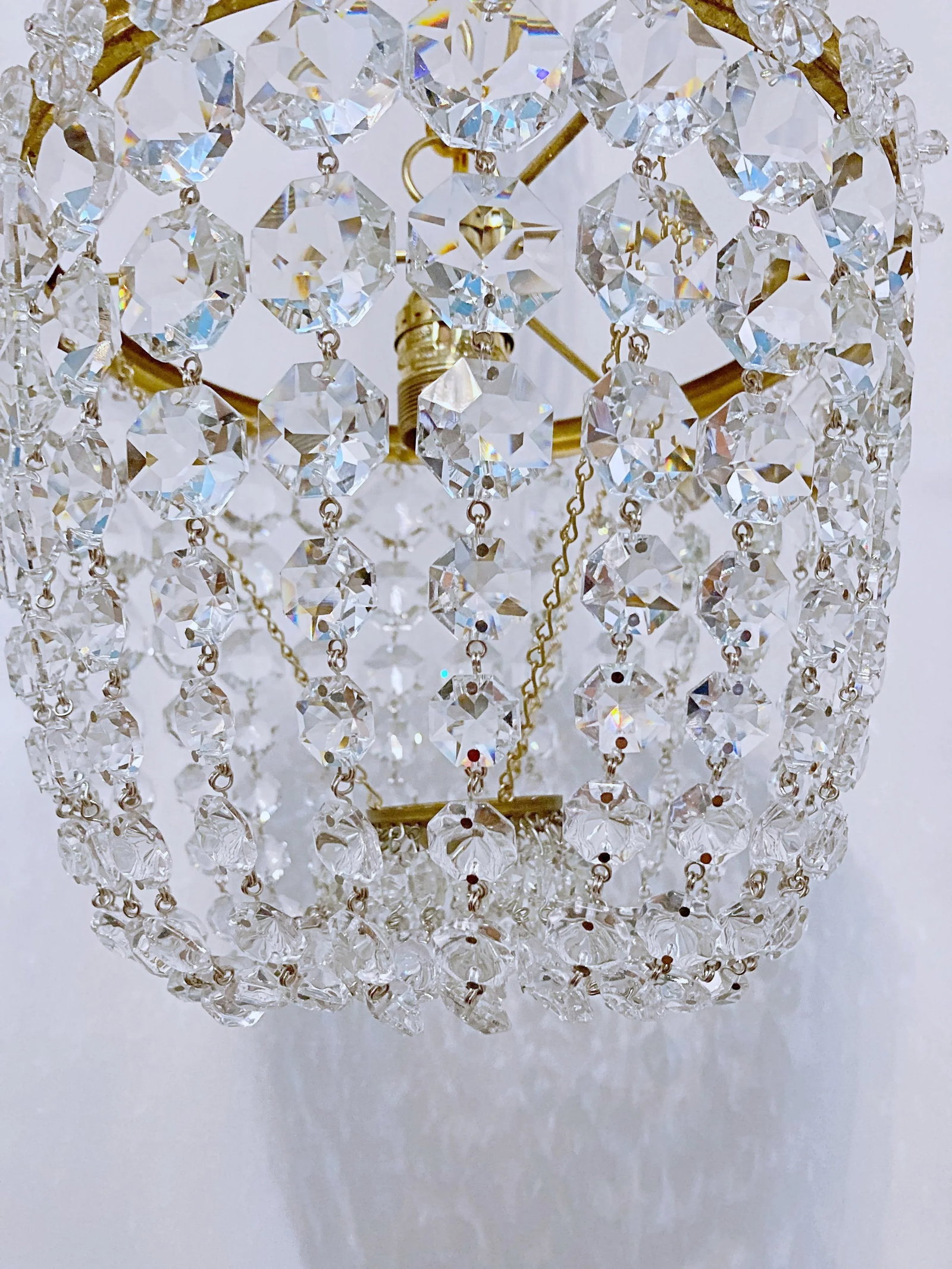 1950s Italian Brass Basket Chandelier With Rossettes - 6