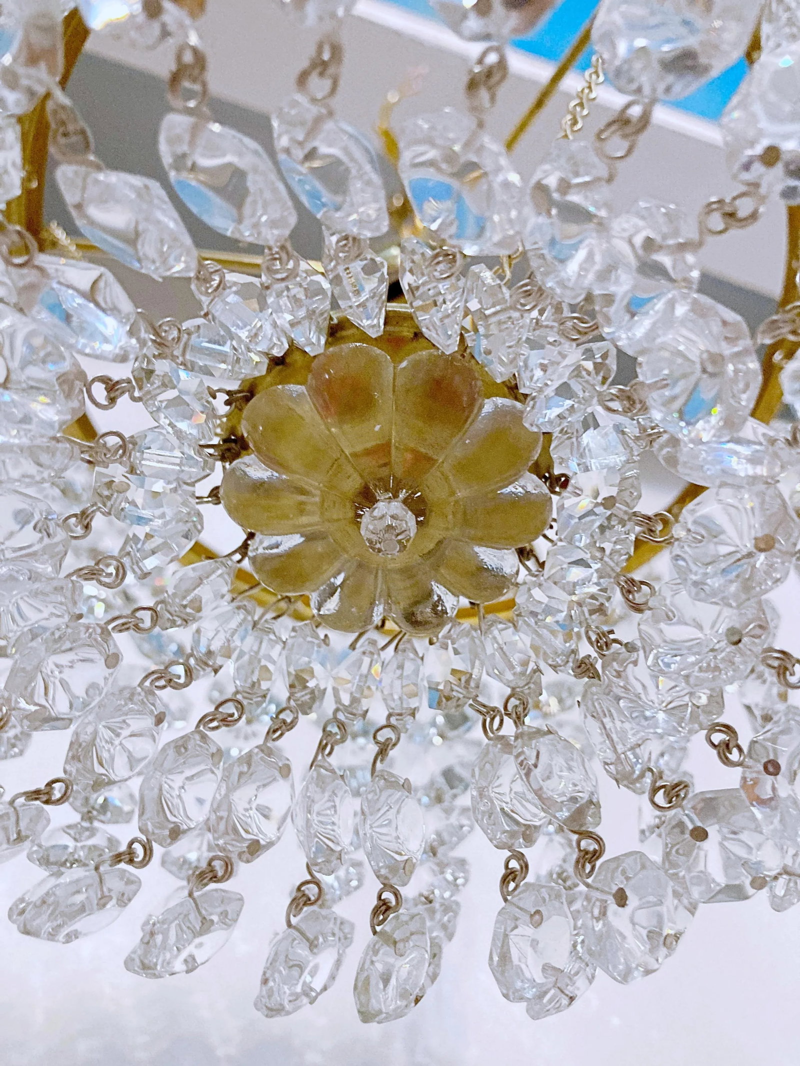1950s Italian Brass Basket Chandelier With Rossettes - 9