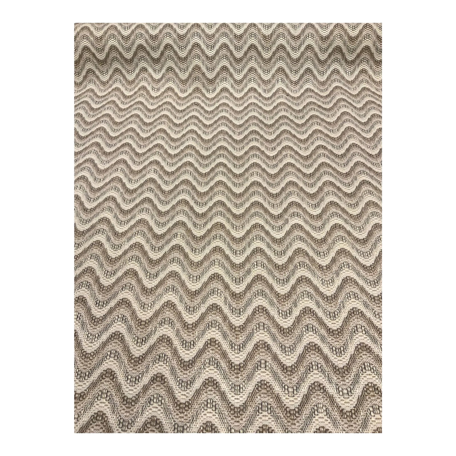 Schumacher Modern Greige Bargello Wave - Natural Designer Fabric - 3.5 Yards: This organic modern fabric an off-white, oyster gray, khaki, and taupe neutral colorway and a stylish wavy design. This fabric is a raised woven and has a soft hand. It is suitable for upholstery and
