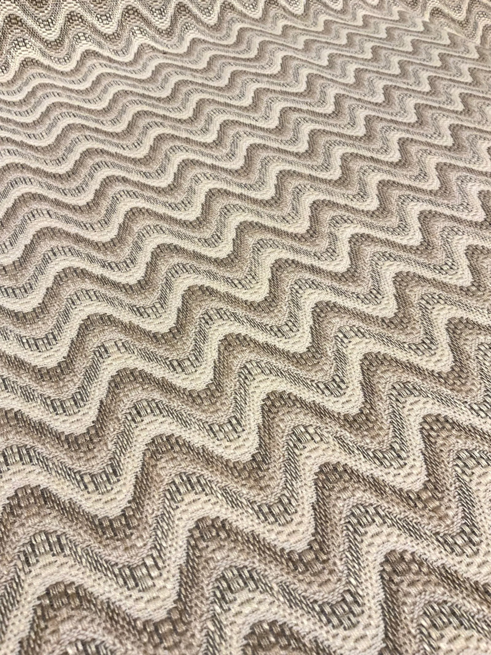 Schumacher Modern Greige Bargello Wave - Natural Designer Fabric - 3.5 Yards - 2