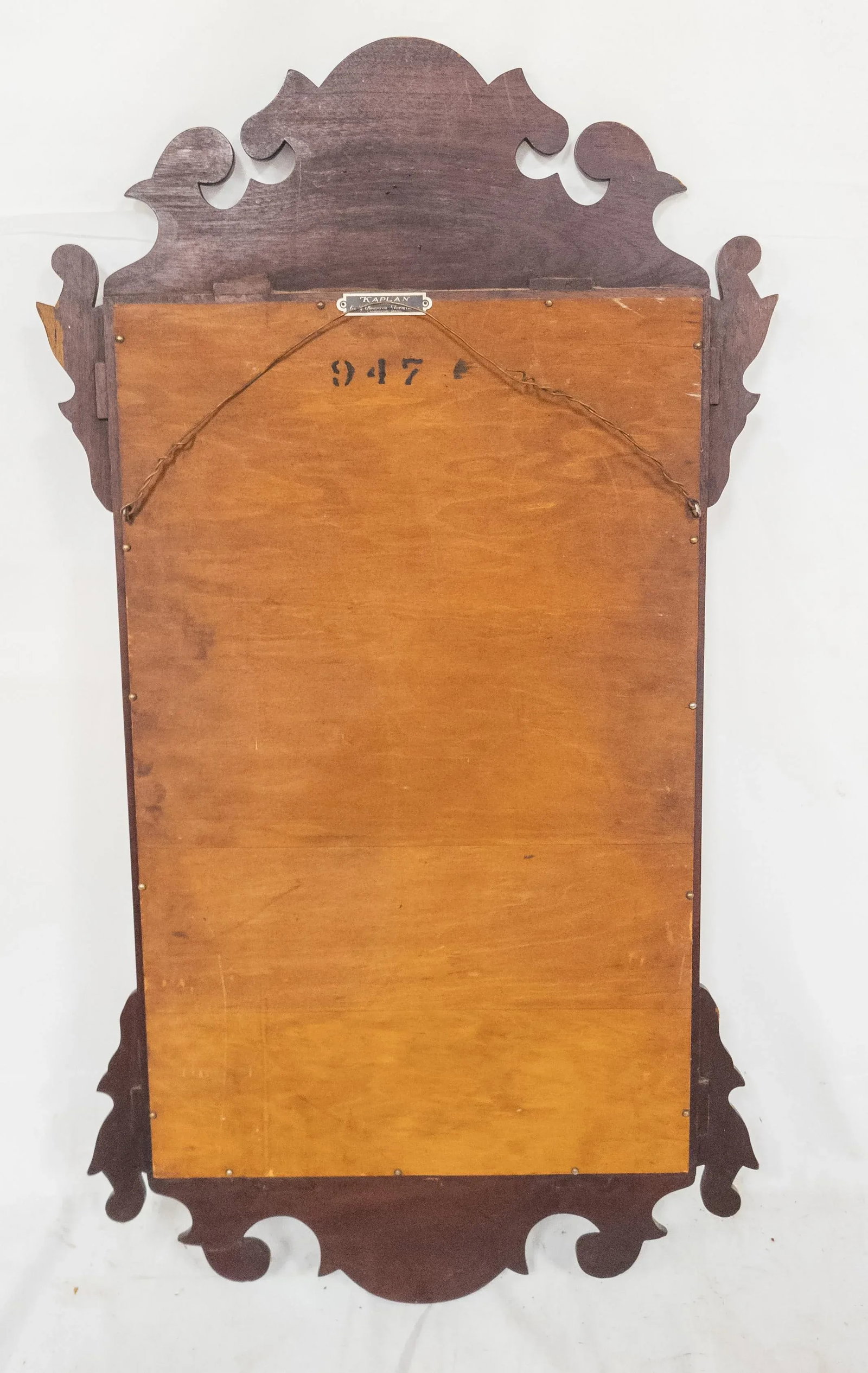Vintage Mid 20th Century Mahogany Chippendale Style Mirror by Kaplan - 6