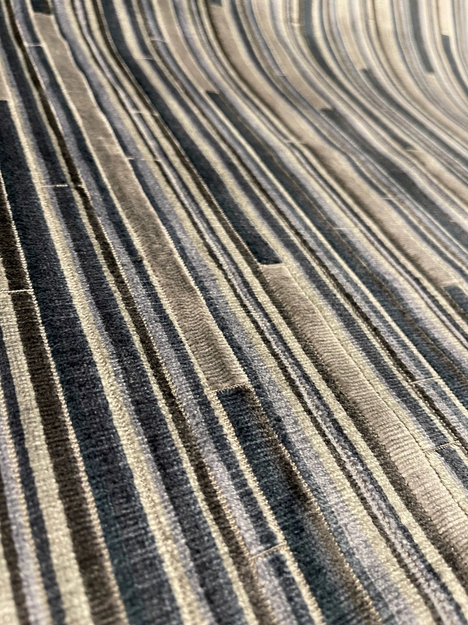 Caracole Modern Block Stripe Pattern Velvet Designer Fabric - 6123-10cc - 5 Yards - 2