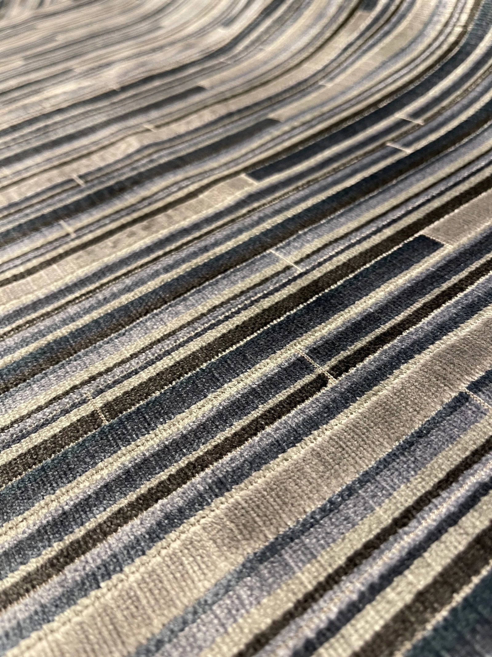 Caracole Modern Block Stripe Pattern Velvet Designer Fabric - 6123-10cc - 5 Yards - 3