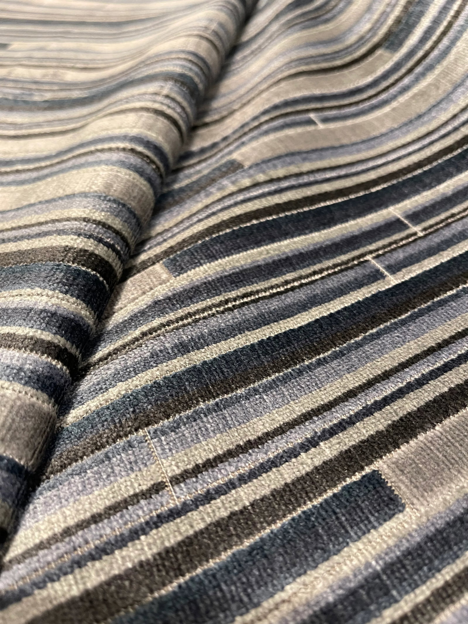 Caracole Modern Block Stripe Pattern Velvet Designer Fabric - 6123-10cc - 5 Yards - 4