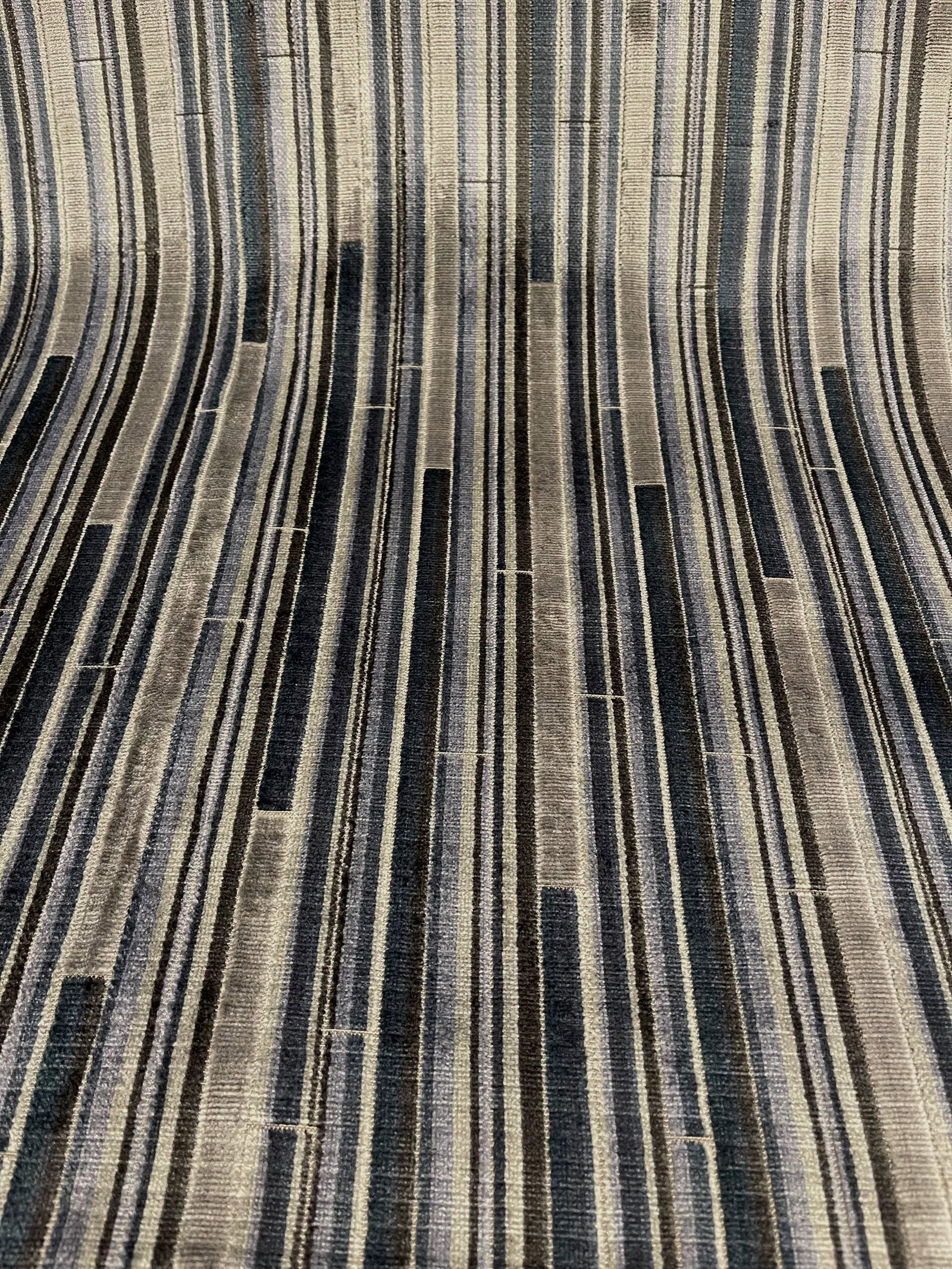 Caracole Modern Block Stripe Pattern Velvet Designer Fabric - 6123-10cc - 5 Yards - 5