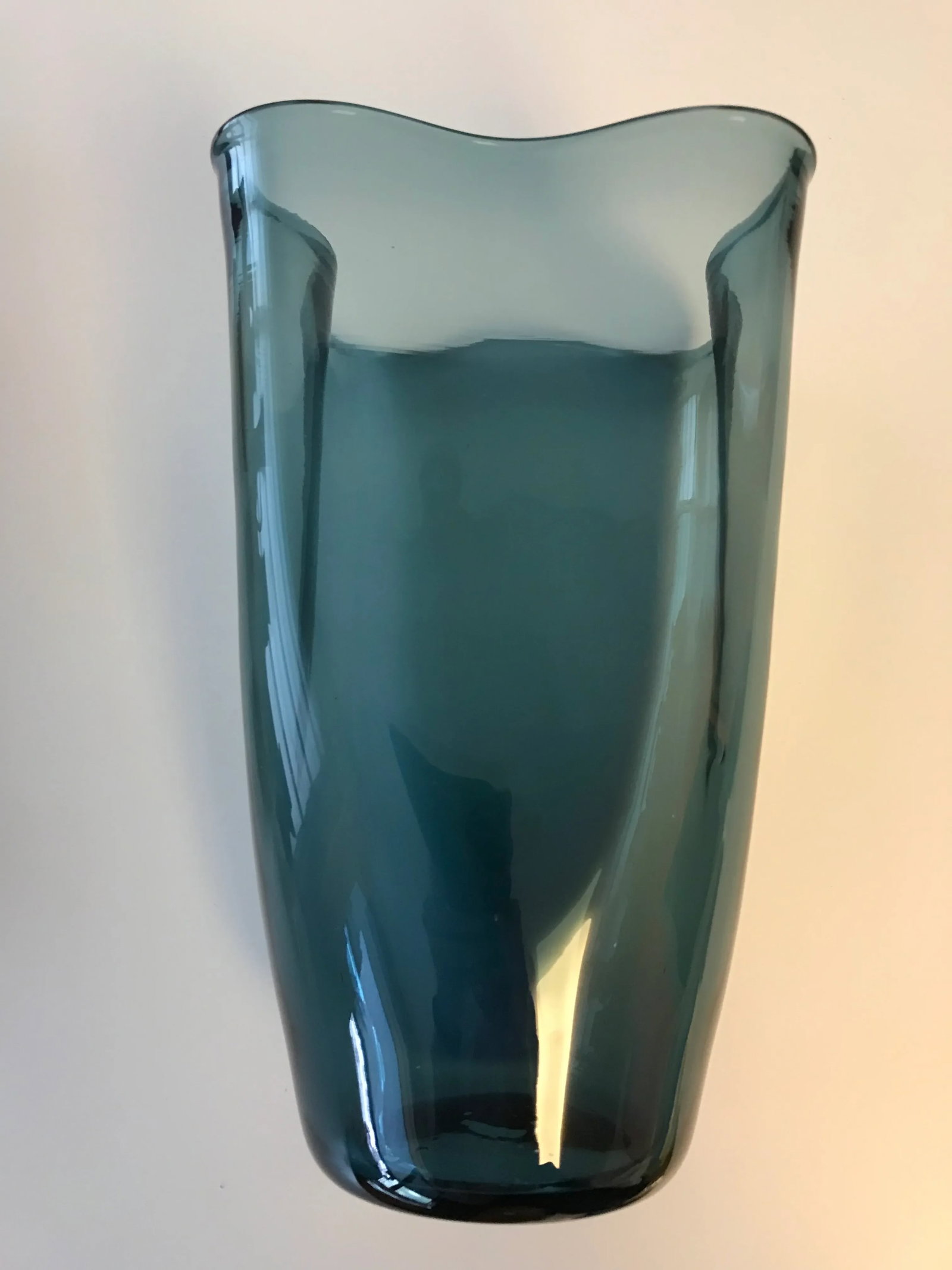 1958 Vintage Mid-Century Modern Blenko Fluted Glass Turquoise Vase #404-M by Wayne Husted - 4
