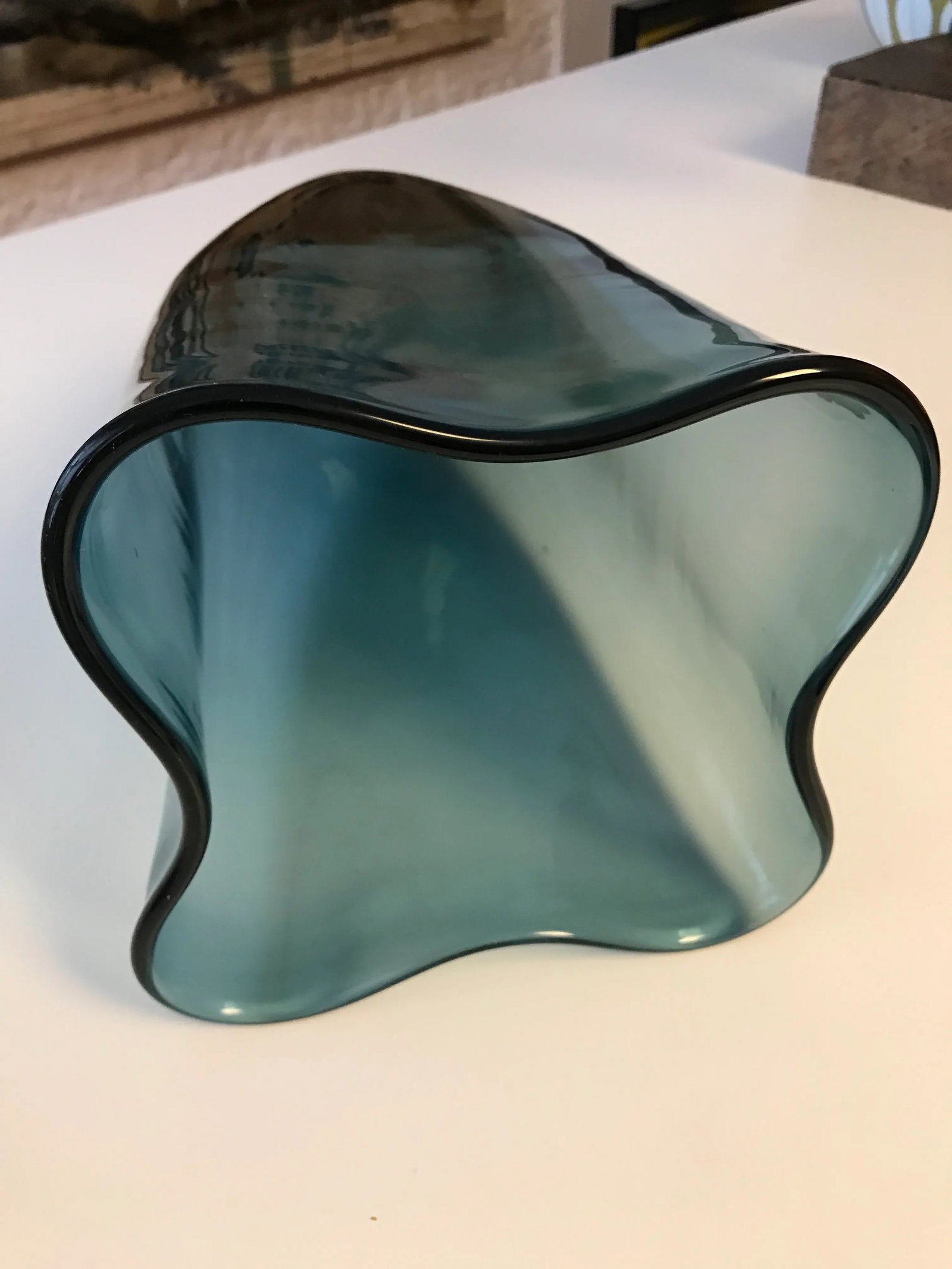 1958 Vintage Mid-Century Modern Blenko Fluted Glass Turquoise Vase #404-M by Wayne Husted - 5