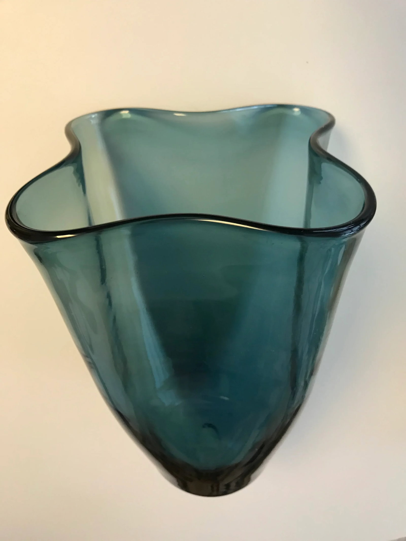 1958 Vintage Mid-Century Modern Blenko Fluted Glass Turquoise Vase #404-M by Wayne Husted - 6