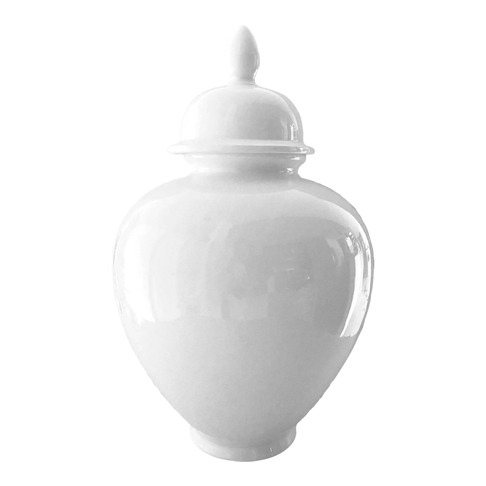 White Ginger Jar, Made in Italy for the Mane Lion: Lacquer White Large Ginger Jar, Made in Italy for The Mane Lion 18" Tall Shown in photo with medium jar. Condition: Imperfections: No Imperfections Condition Notes: Brand New Origin: Italy Materials