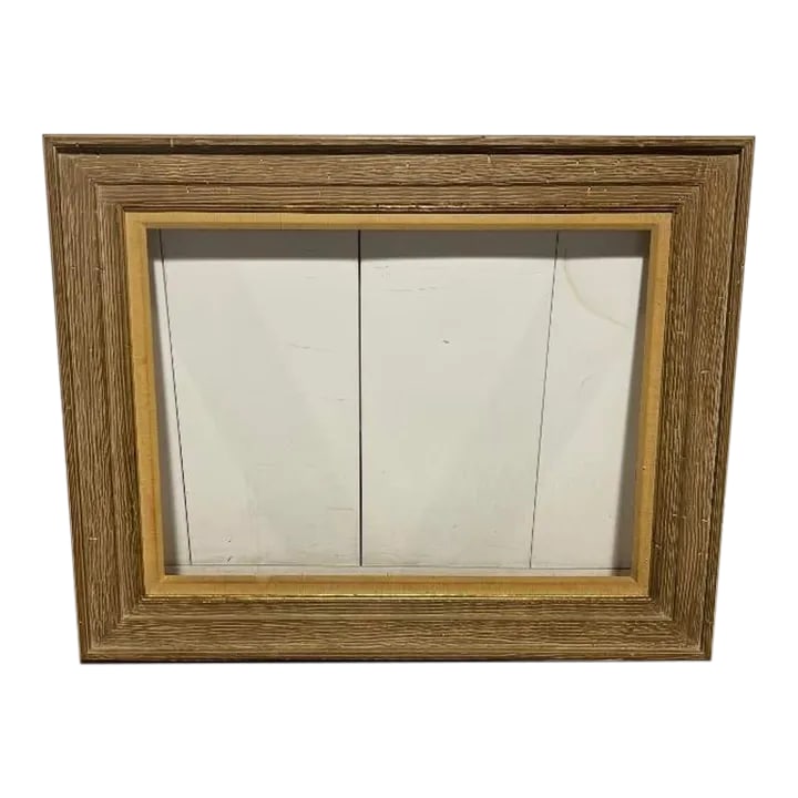 Vintage Wood Frame With Gold Leaf Edge Detail: Vintage wood frame with gold leaf edge detail. perfect as a painting or mirror frame. 32"H x 42"W x 2"D Condition: Alterations: Original Condition Unaltered Imperfections: Some Imperfections