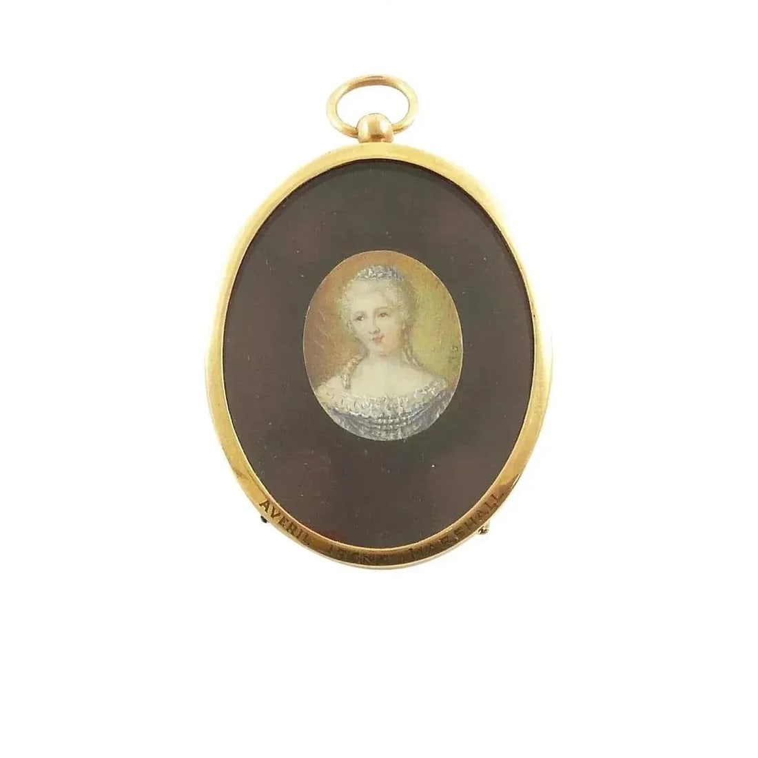 Antique French Miniature Portrait of a Lady, 19th Century, Oval Gilt Frame - 7