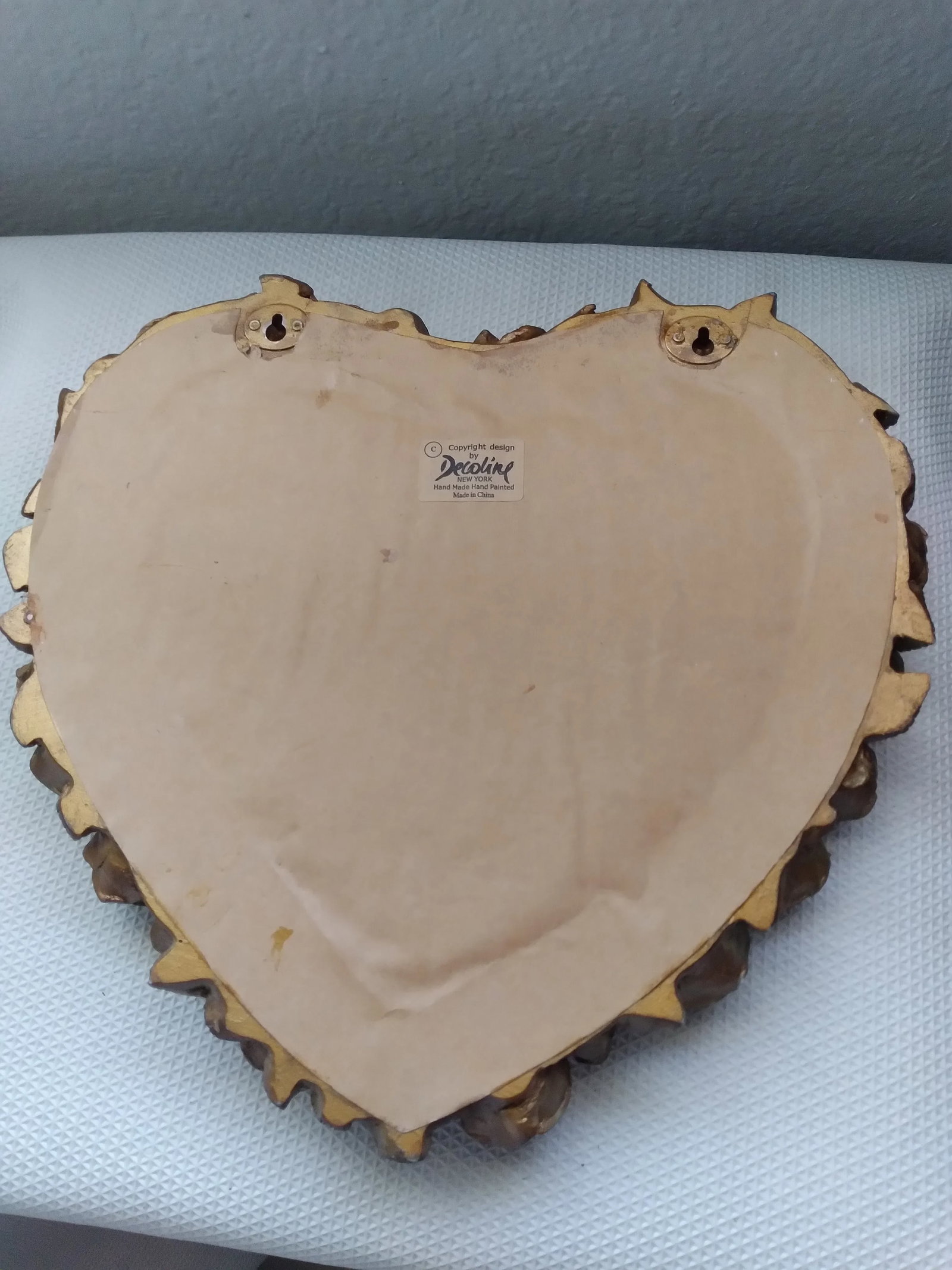 1960s Decoline Hand-Made Heart Shape Rose Wreath Mirror - 7