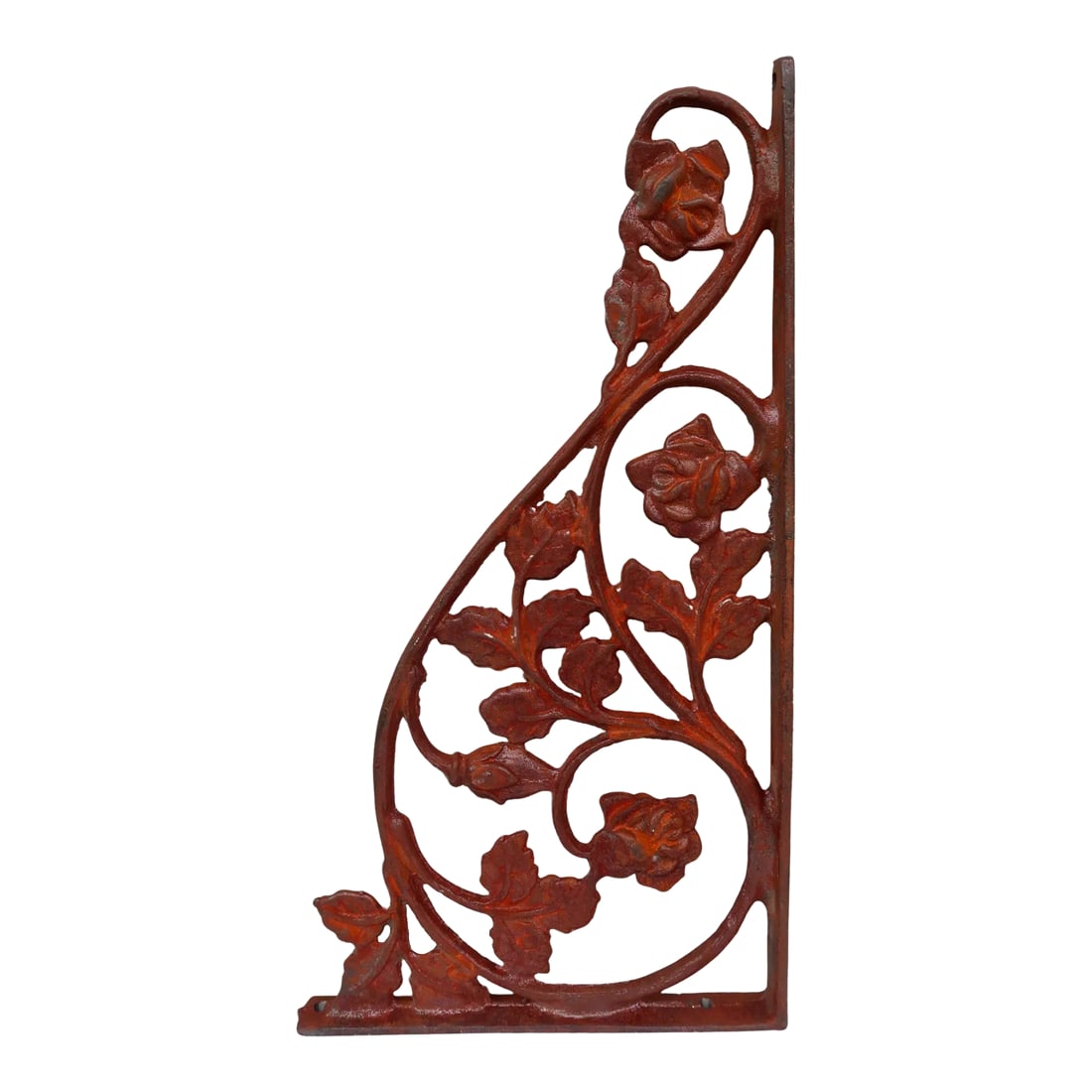Vintage Cast Iron Rose Bracket: Elegant cast iron architectural salvage, very French in styling with its roe detailing and intricate flourishes. Perfect for adding that "je ne sais quoi" as outdoor decor on a garden wall or gate,