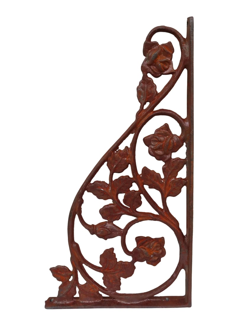 Vintage Cast Iron Rose Bracket - 6