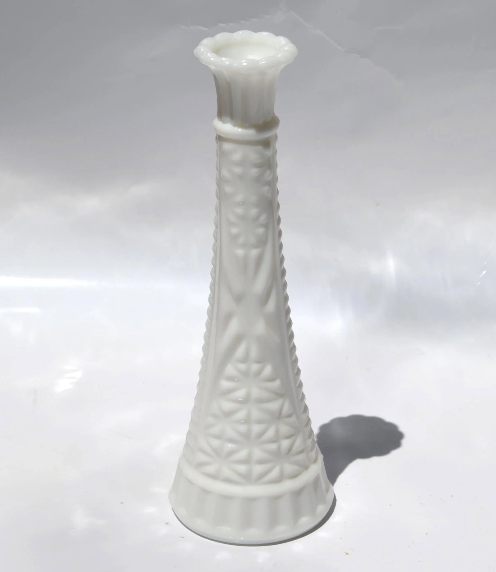 Mid-Century Modern Collectibles White Milk Glass Vase Candle Holder 1970 - 13