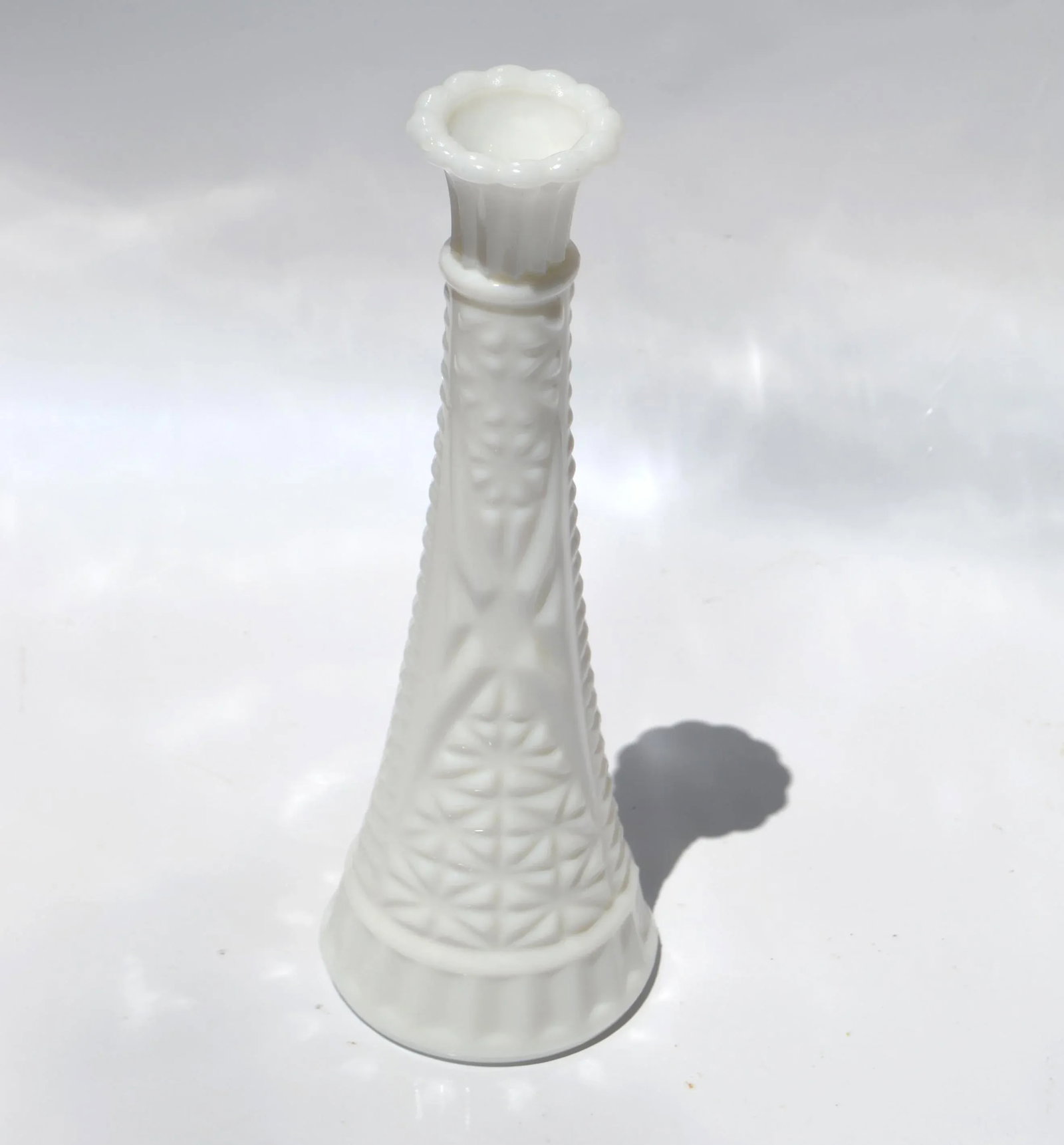 Mid-Century Modern Collectibles White Milk Glass Vase Candle Holder 1970 - 2