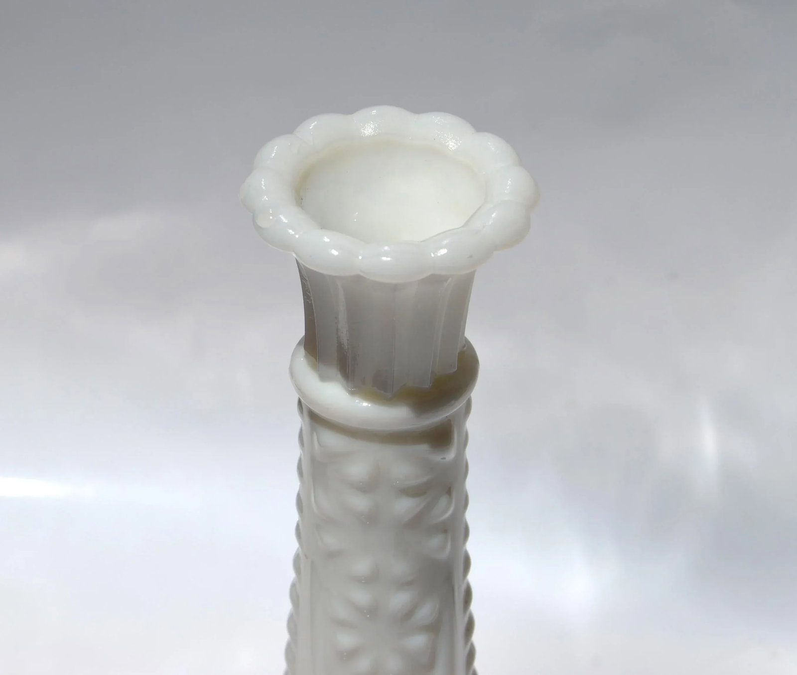 Mid-Century Modern Collectibles White Milk Glass Vase Candle Holder 1970 - 4