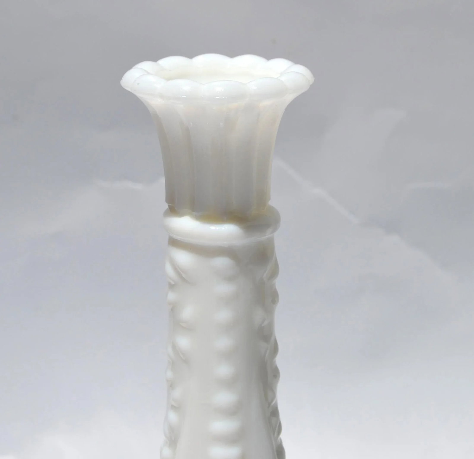 Mid-Century Modern Collectibles White Milk Glass Vase Candle Holder 1970 - 5