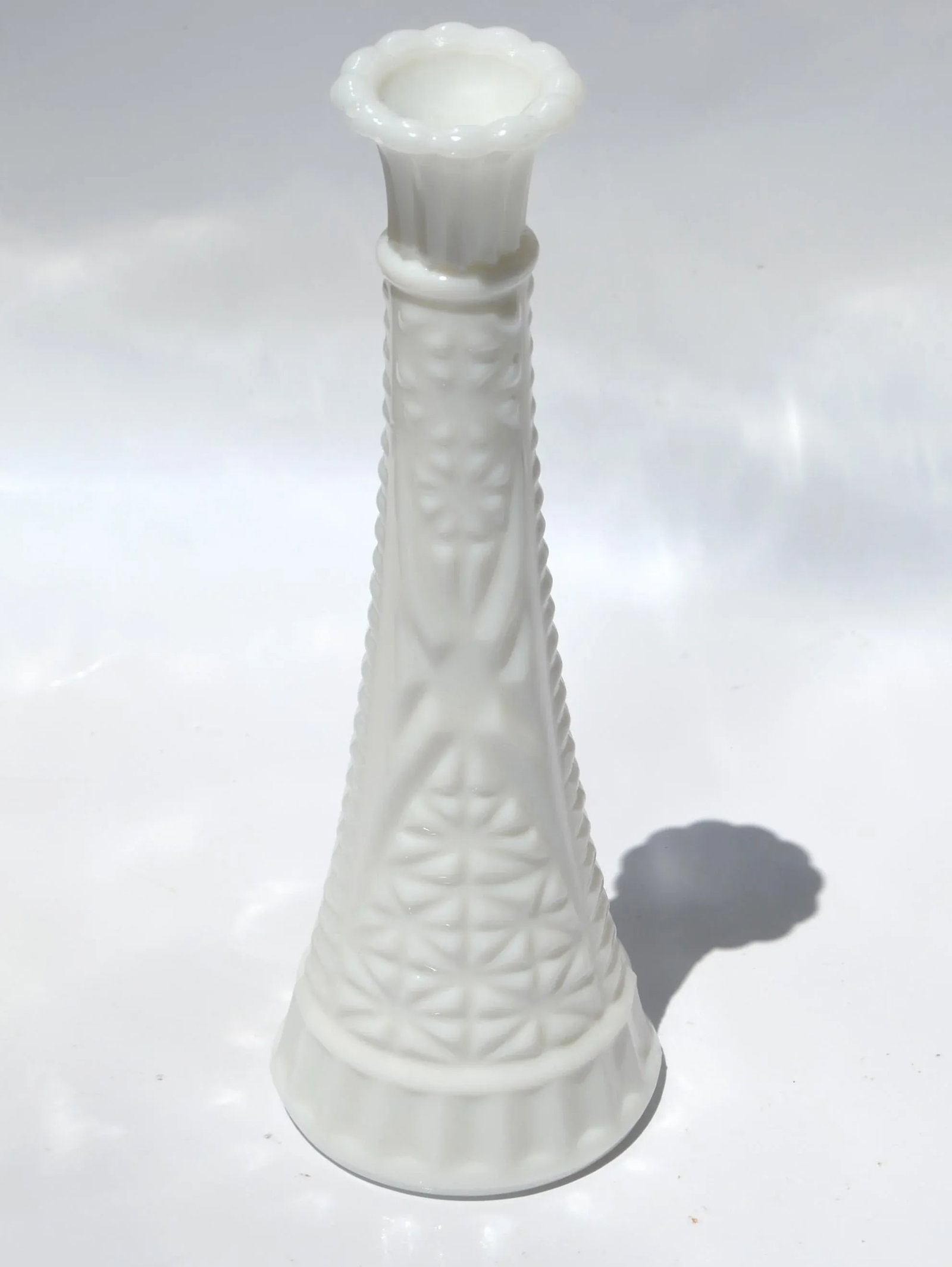 Mid-Century Modern Collectibles White Milk Glass Vase Candle Holder 1970 - 7