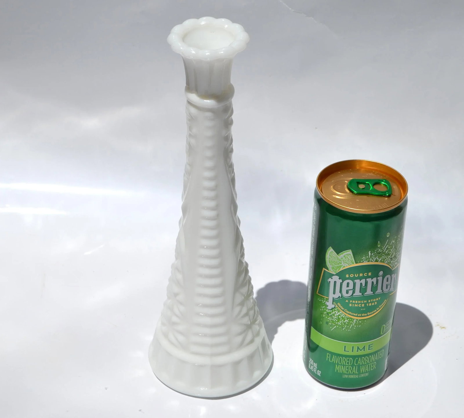 Mid-Century Modern Collectibles White Milk Glass Vase Candle Holder 1970 - 8