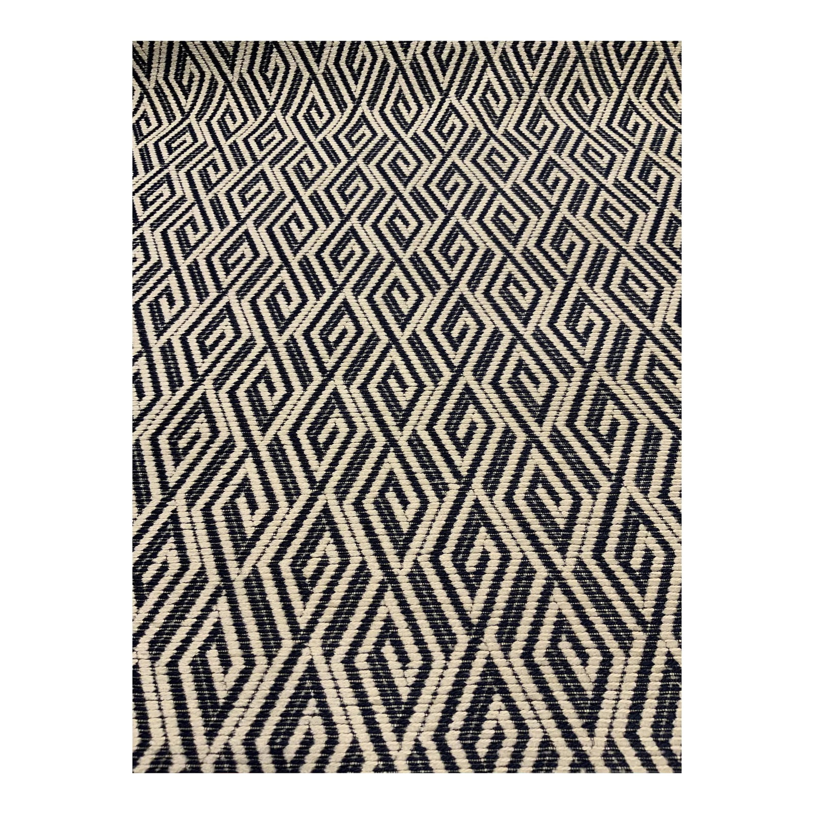 Kravet Modern Navy and Cream Dimond Print 34792-50 Designer Fabric - 5.5 Yards: This modern geometric woven Dimond print fabric has a navy blue and cream colorway. It's hand is soft and, it is suitable for drapes, upholstery, and pillows. This fabric is a first quality designer