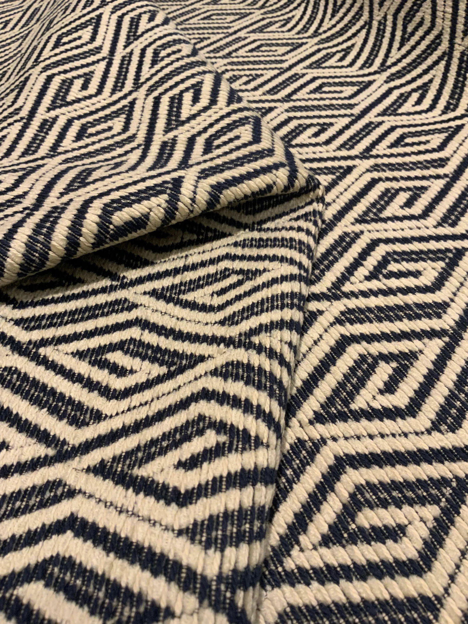 Kravet Modern Navy and Cream Dimond Print 34792-50 Designer Fabric - 5.5 Yards - 4
