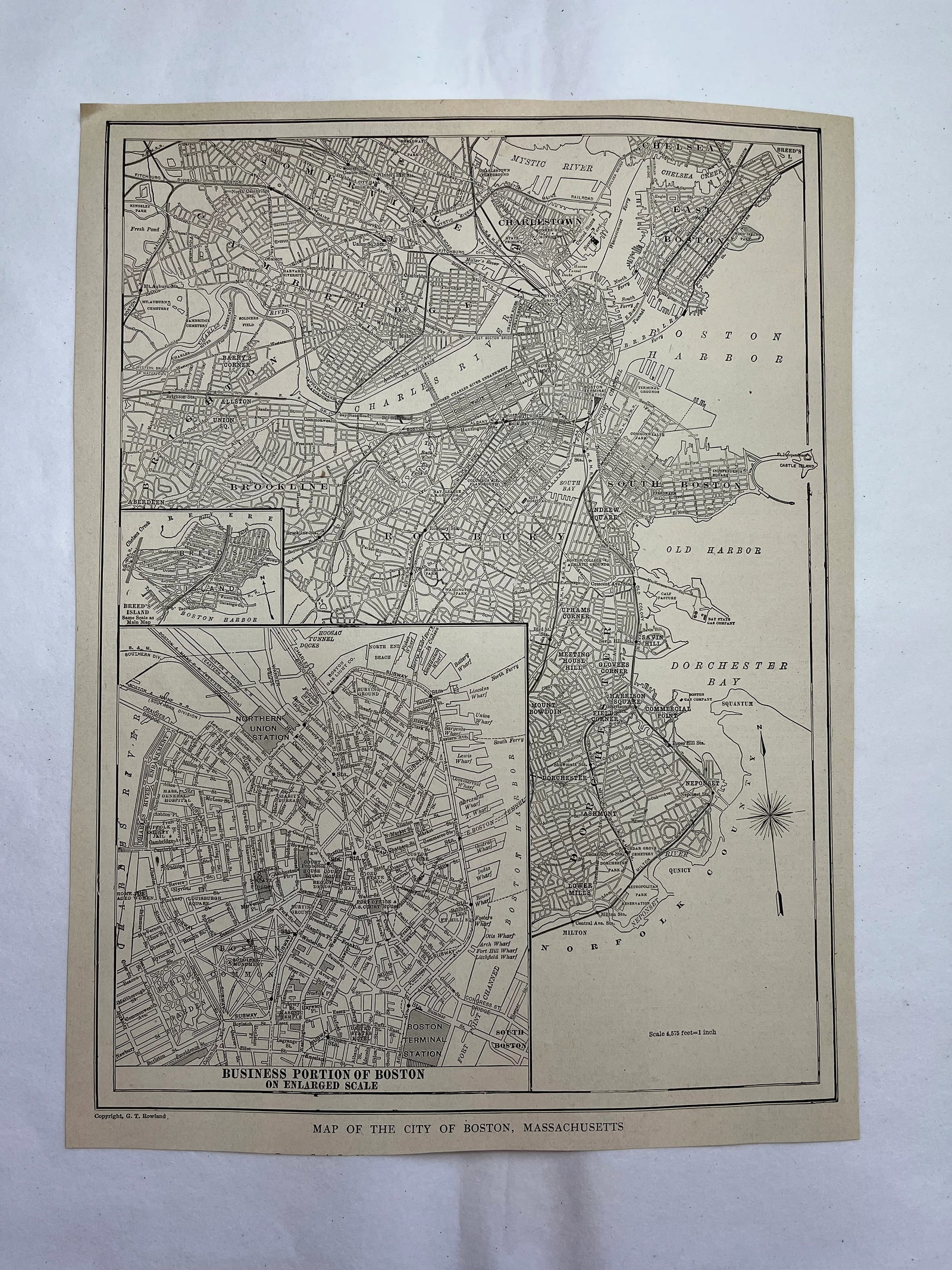 Antique 1920s Boston Massachusetts City Map - 5