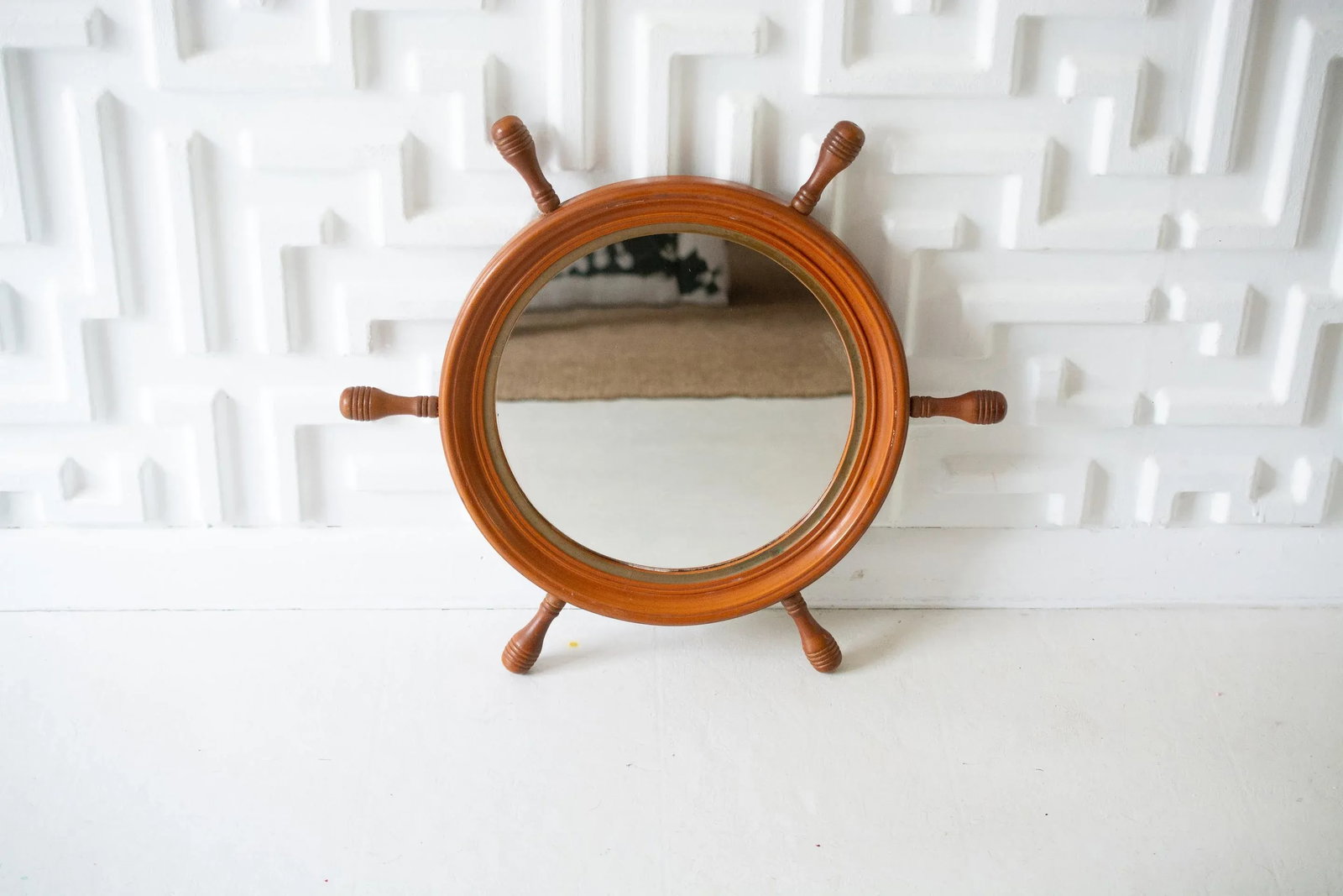 1960s Nautical Round Wooden Captains Mirror - 2