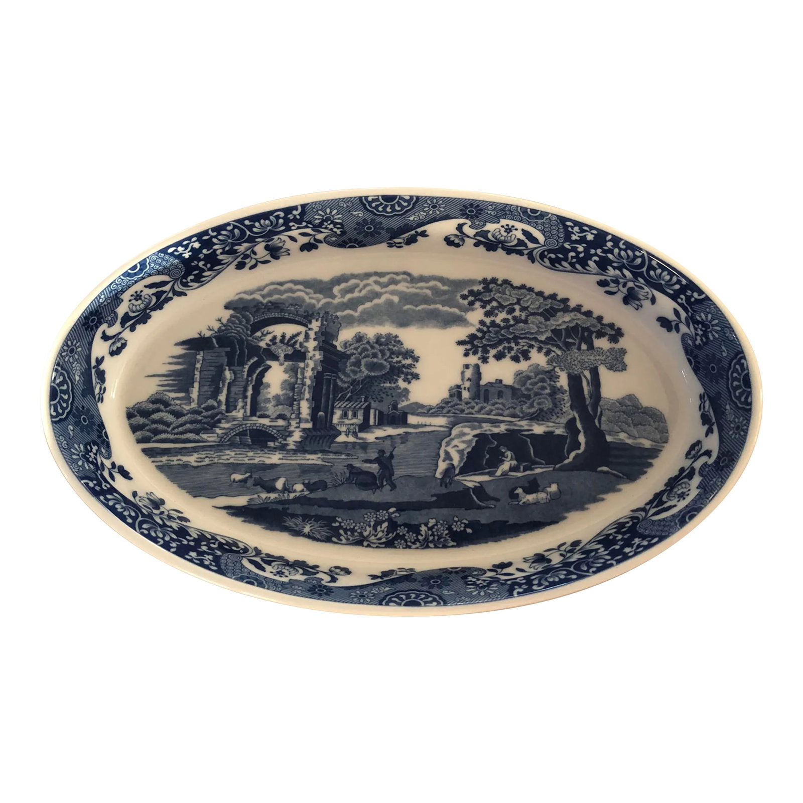 1990s Spode Blue Italian Oval Baker Casserole: Blue Italian large oval baker from Spode. Oven to table Introduced in 1997 Measures 12.5" x 2.58 x 7.5" Made In England No evidence of ever being used . Thank you !0 Condition: Alterations: Original