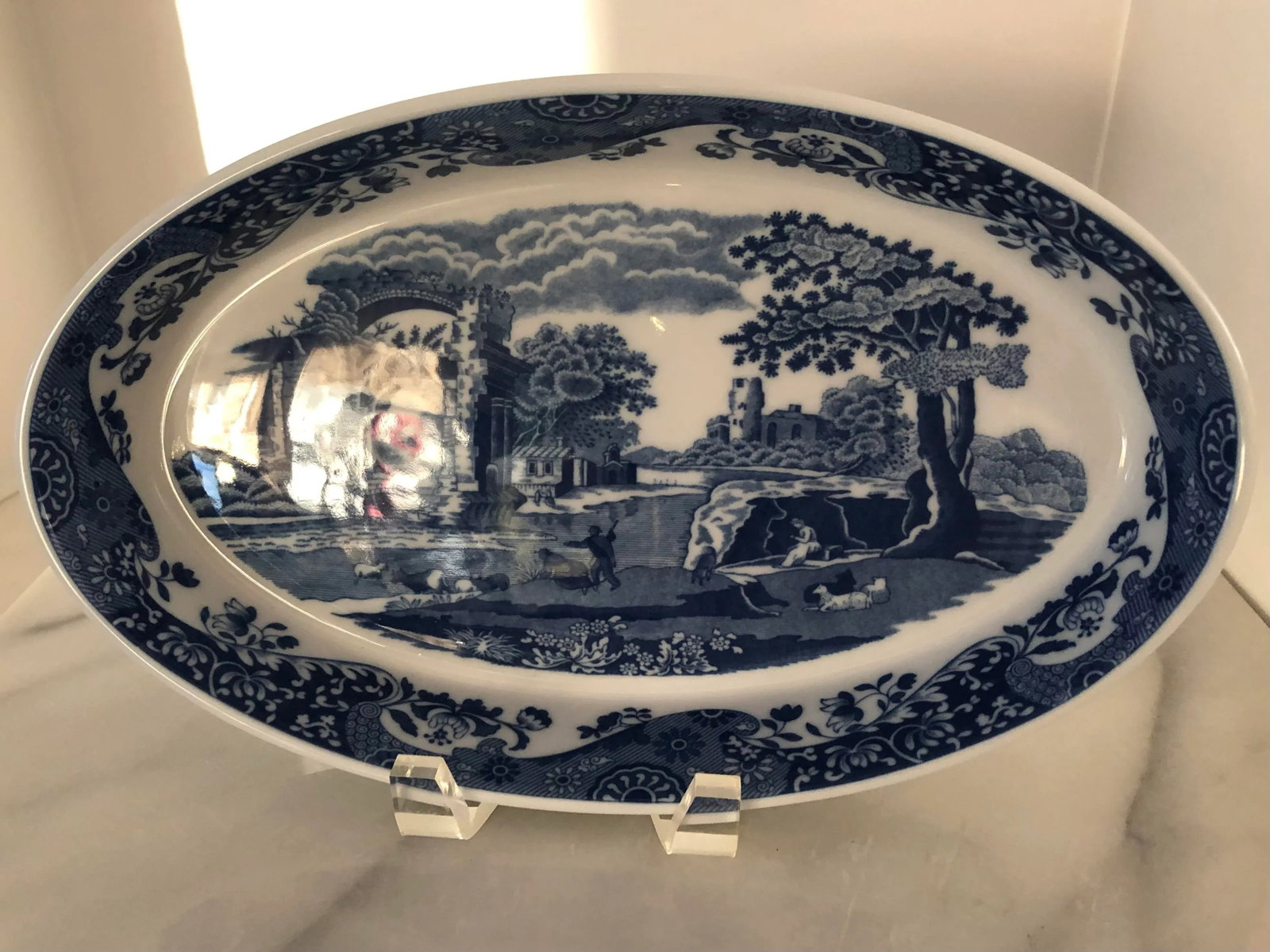 1990s Spode Blue Italian Oval Baker Casserole - 5