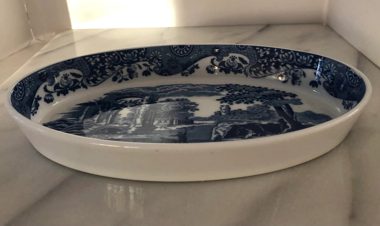 1990s Spode Blue Italian Oval Baker Casserole - 6