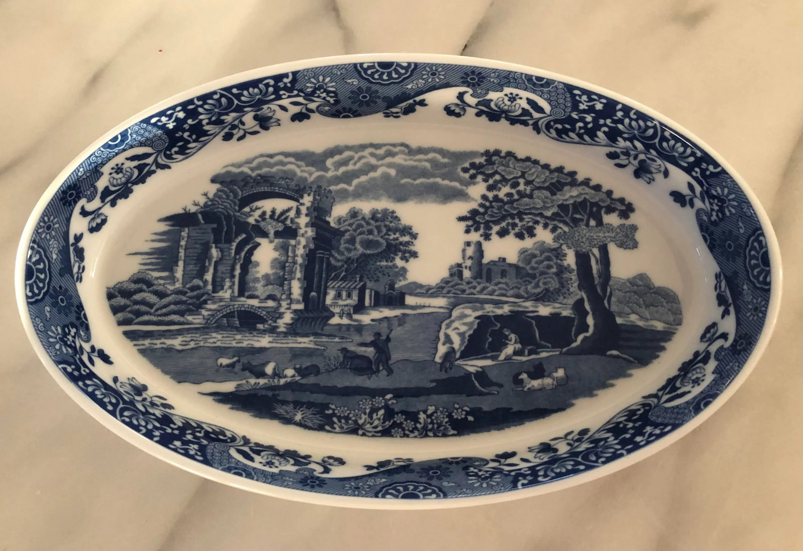 1990s Spode Blue Italian Oval Baker Casserole - 8