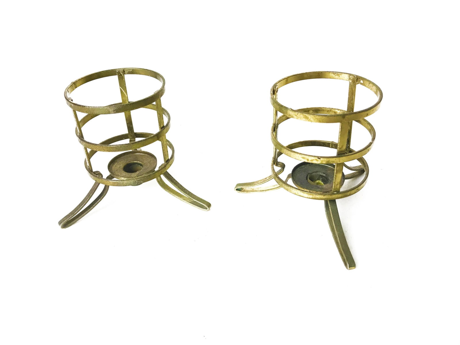 Vintage Mid-Century Brass Candle Holders - a Pair - 2