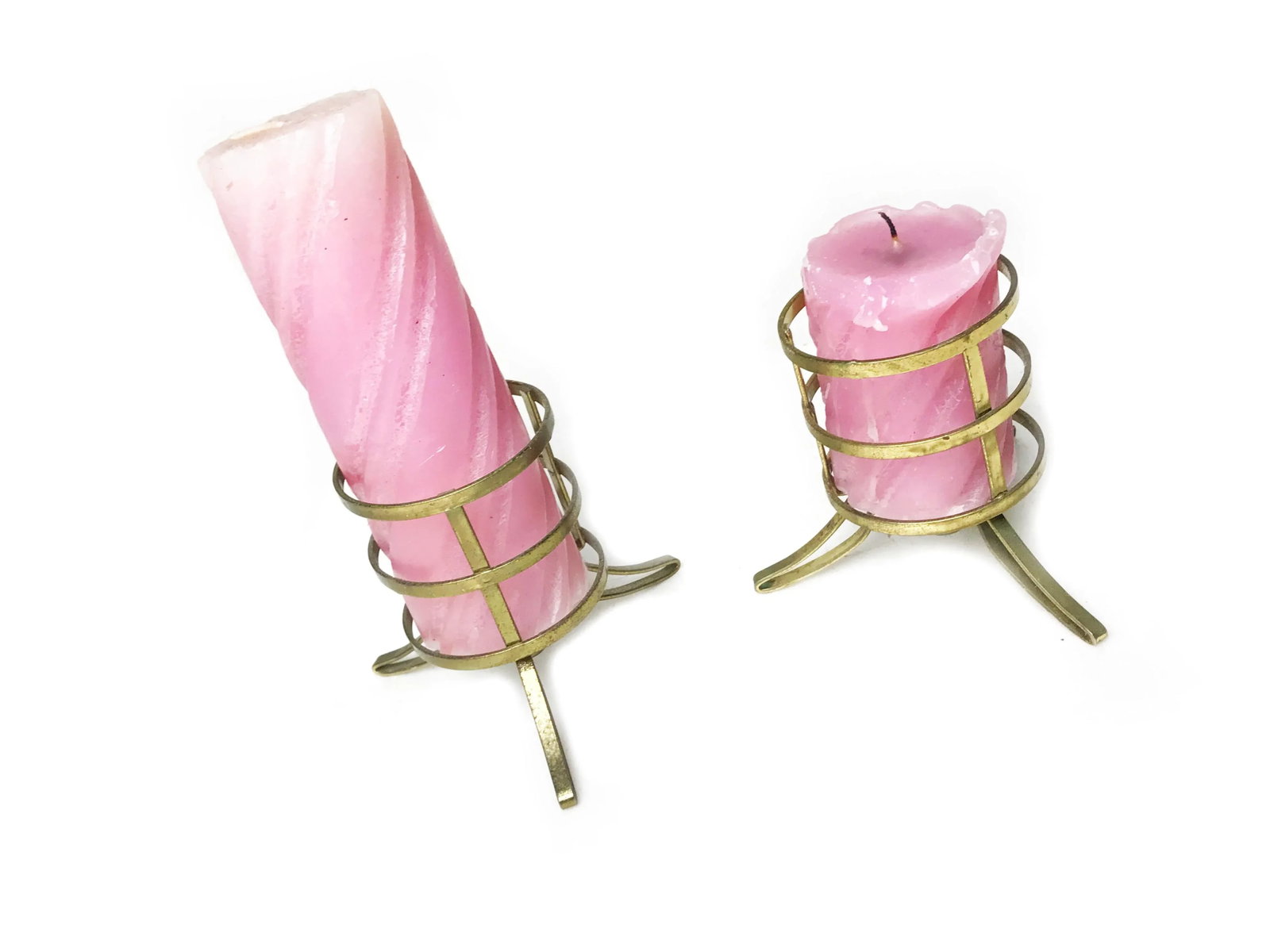 Vintage Mid-Century Brass Candle Holders - a Pair - 4