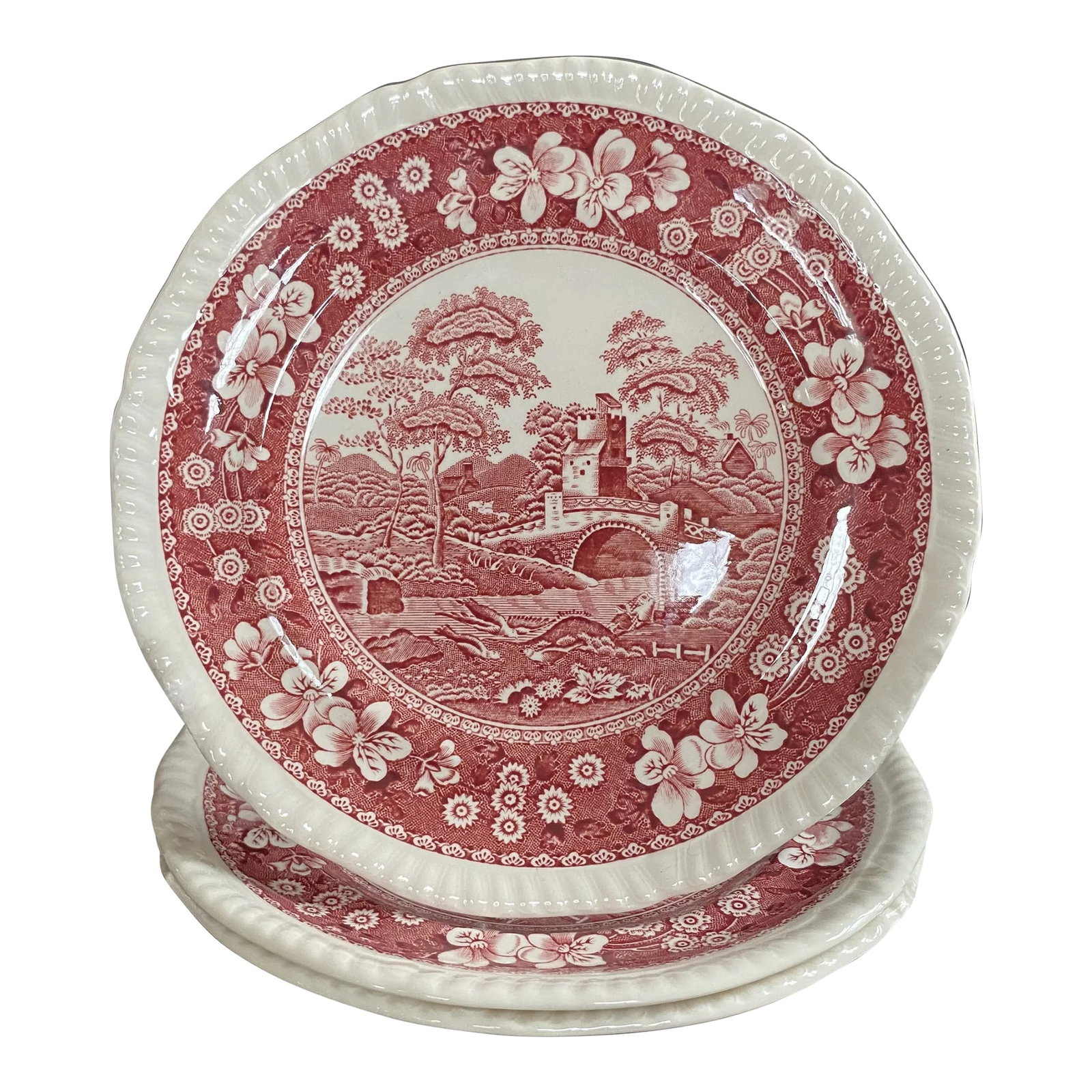 Final Markdown. Rare Find; Spode "Pink Tower" Design English Transferware Side Plates. Set of 3: RARE, Beautiful & Valuable: Spode Pink Tower Side / Cake / Bread & Butter Plates. Truly Pieces of Art "The Tower Pink pattern is an original archived design from the early 1800s. Referred to as