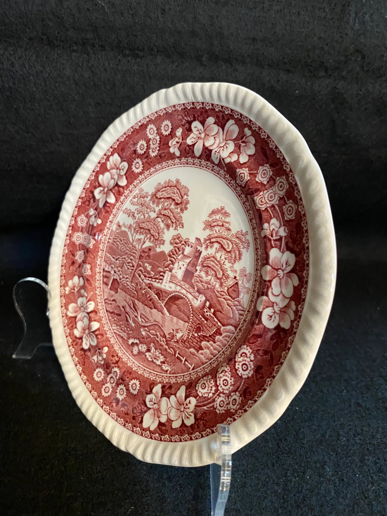 Final Markdown. Rare Find; Spode "Pink Tower" Design English Transferware Side Plates. Set of 3 - 5