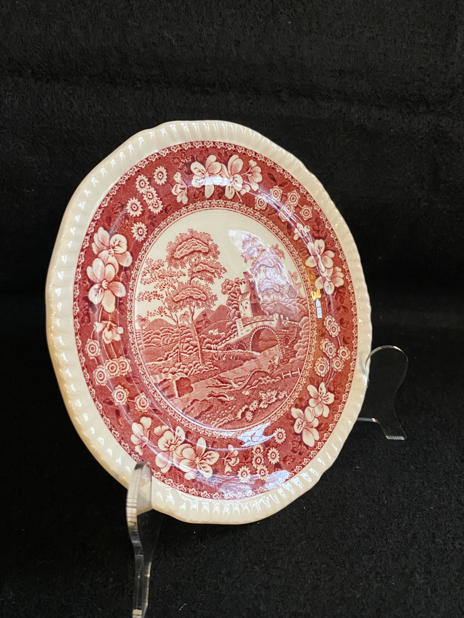 Final Markdown. Rare Find; Spode "Pink Tower" Design English Transferware Side Plates. Set of 3 - 7