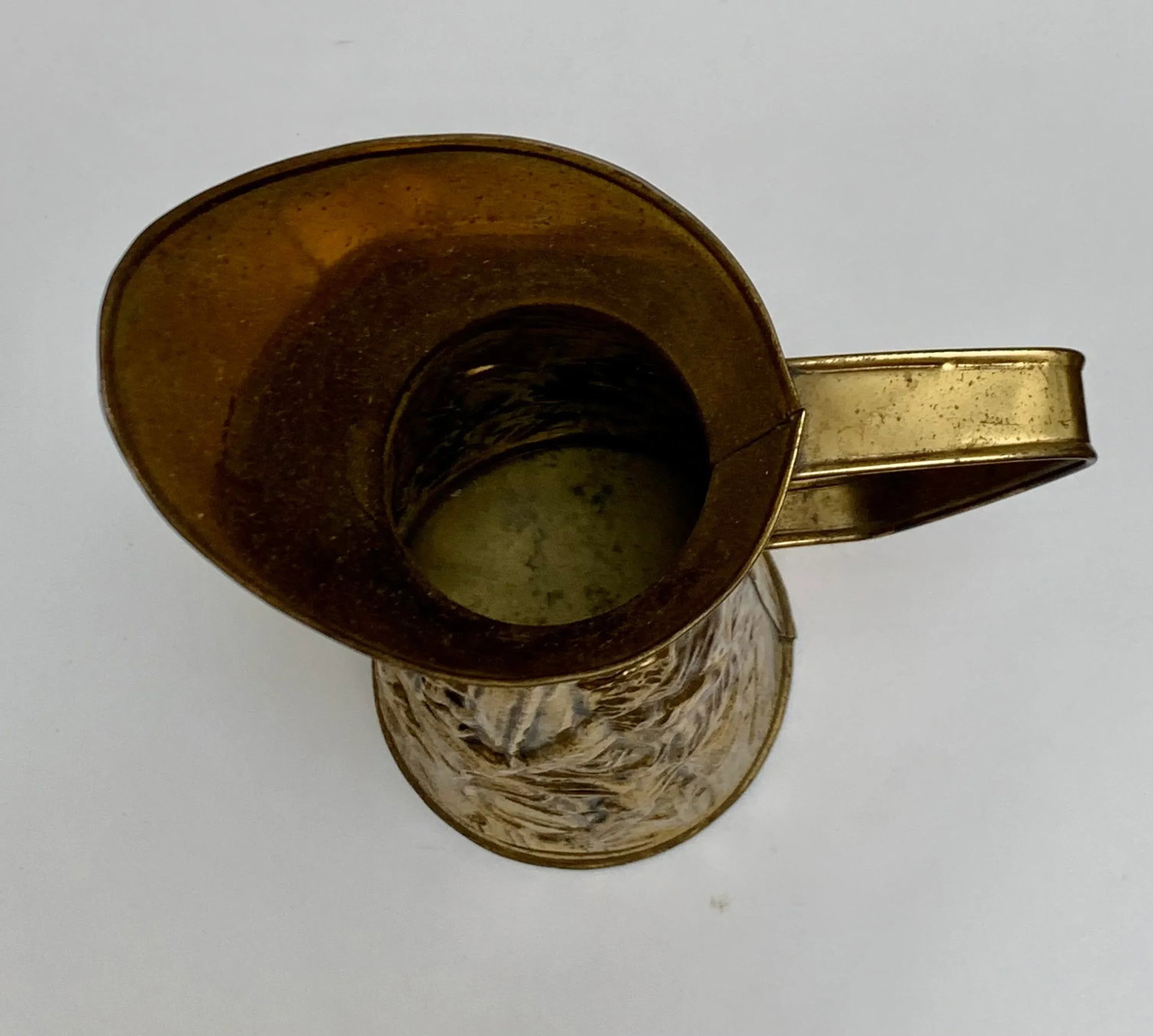 Vintage English Cottage Textured Brass Decor Pitcher - 5